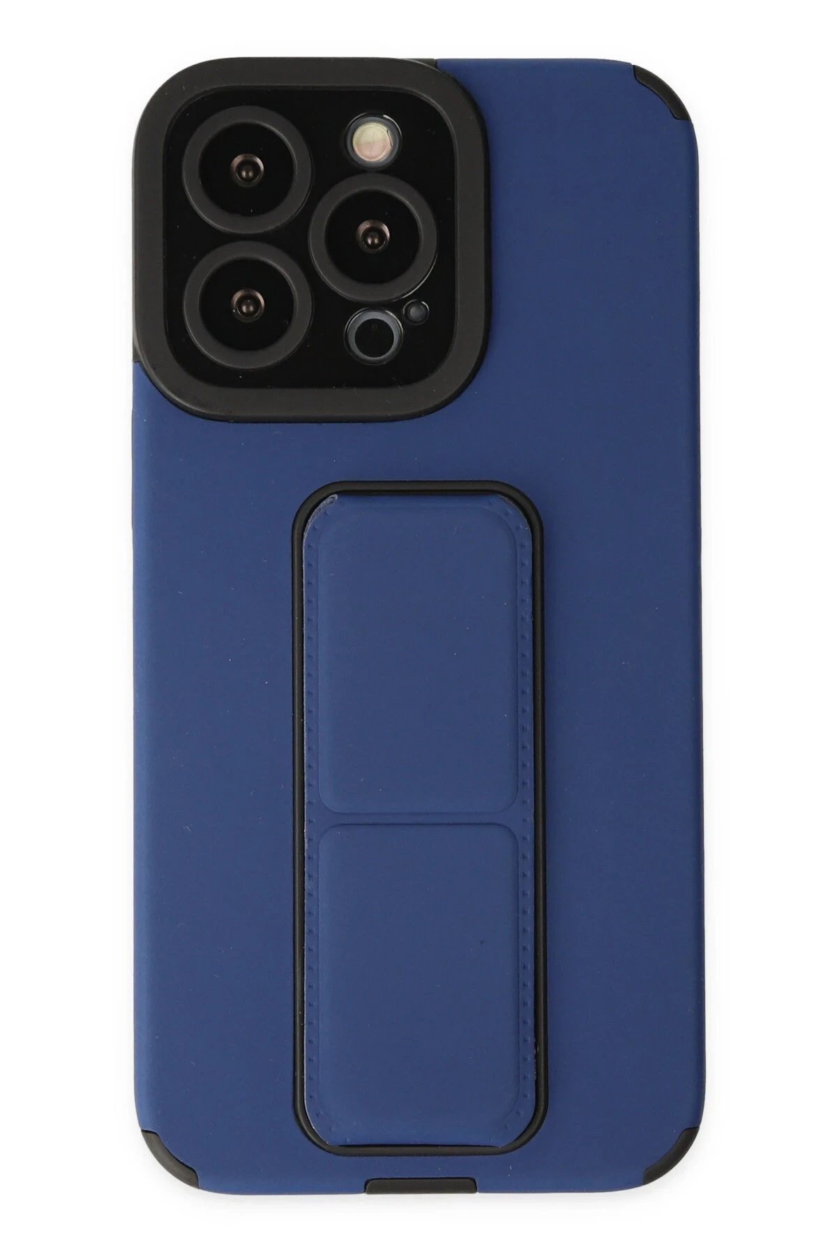 iPhone 14 Pro Kılıf Mega Standlı Silikon - Mavi-(5796)