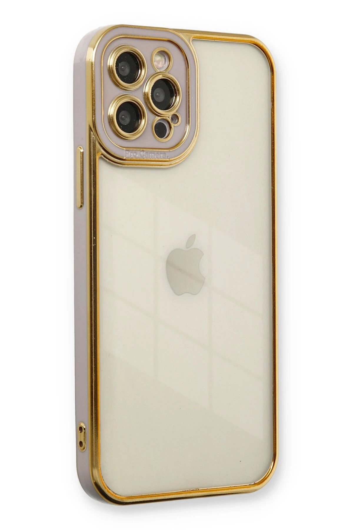 iPhone 12 Pro Kılıf Liva Lens Silikon - Lila-(5796)