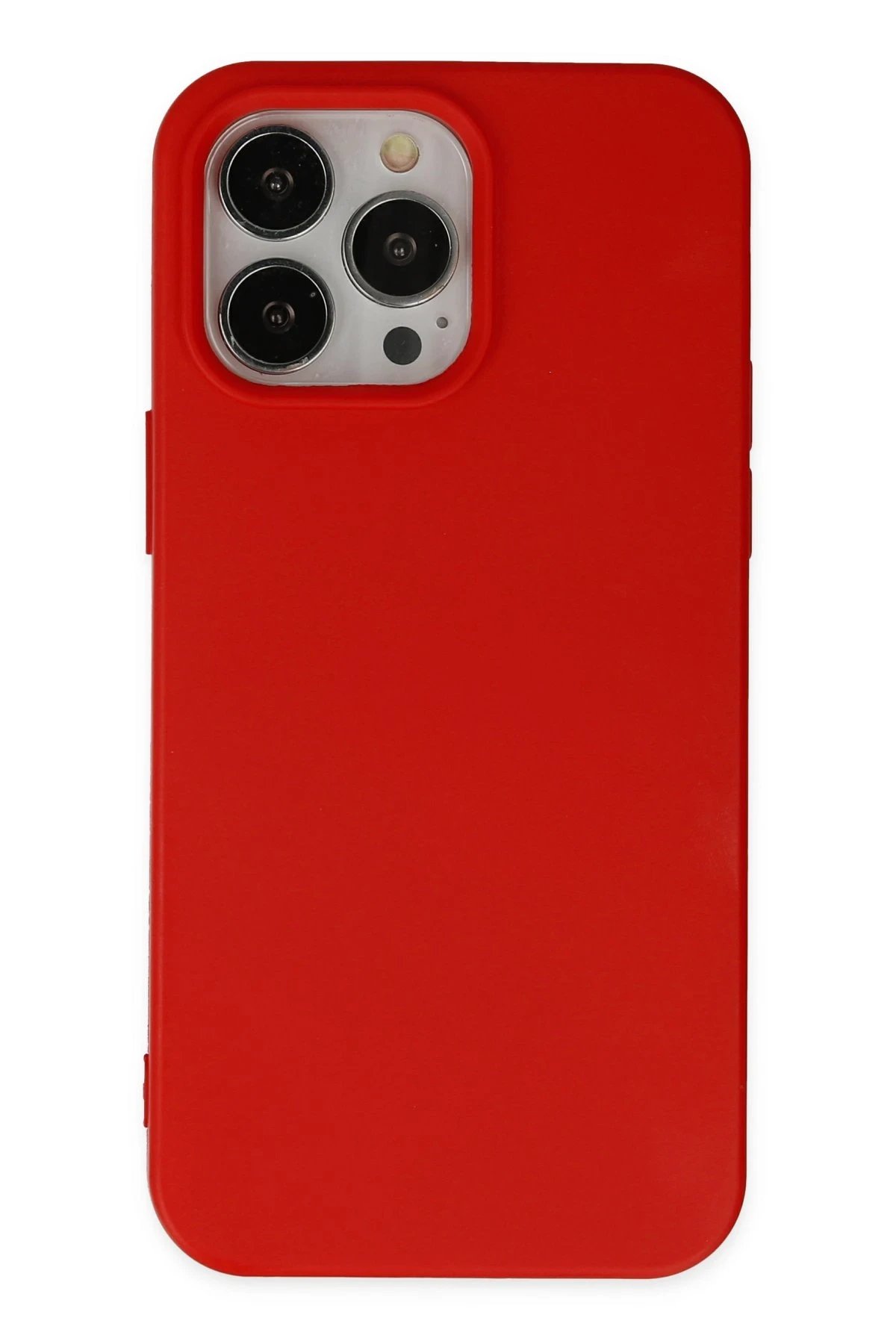 iPhone 14 Pro Max Kılıf Nano içi Kadife Silikon - Kırmızı-(5796)