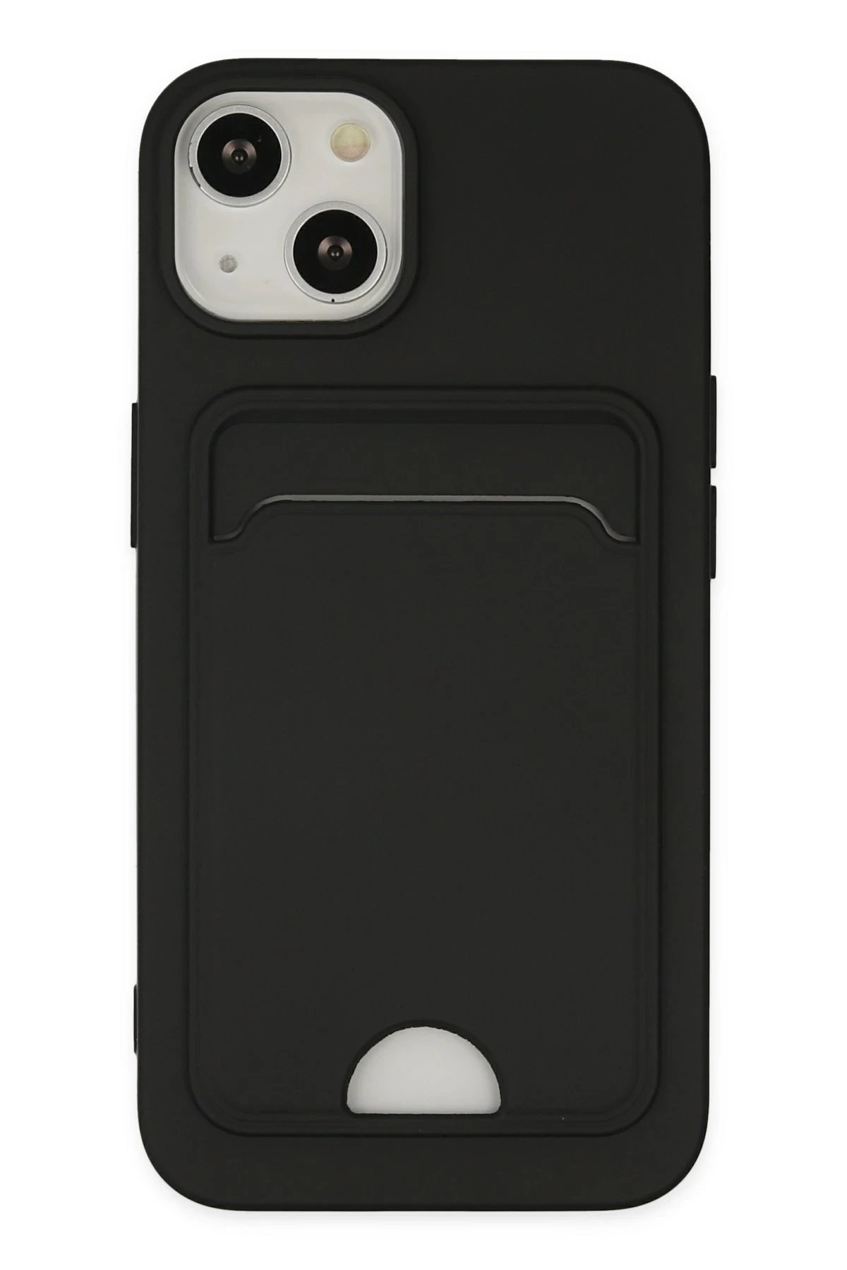 iPhone 14 Plus Kılıf Kelvin Kartvizitli Silikon - Siyah-(5796)