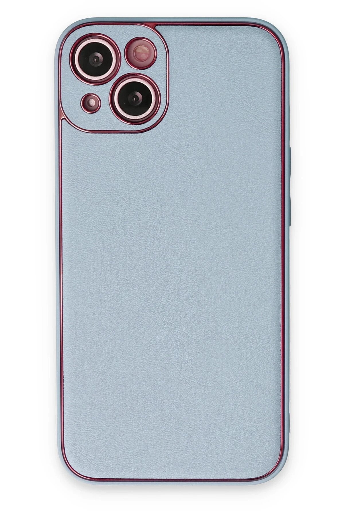 iPhone 14 Plus Kılıf Coco Deri Silikon Kapak - Sky Blue-(5796)