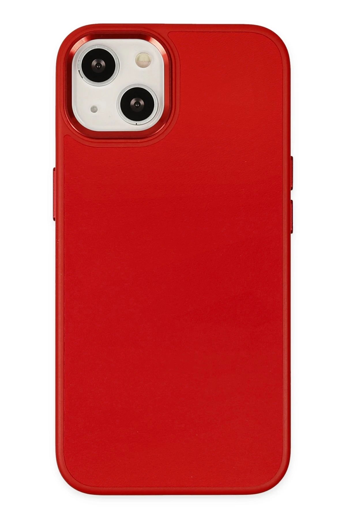 iPhone 14 Plus Kılıf Asya Deri Silikon - Kırmızı-(5796)