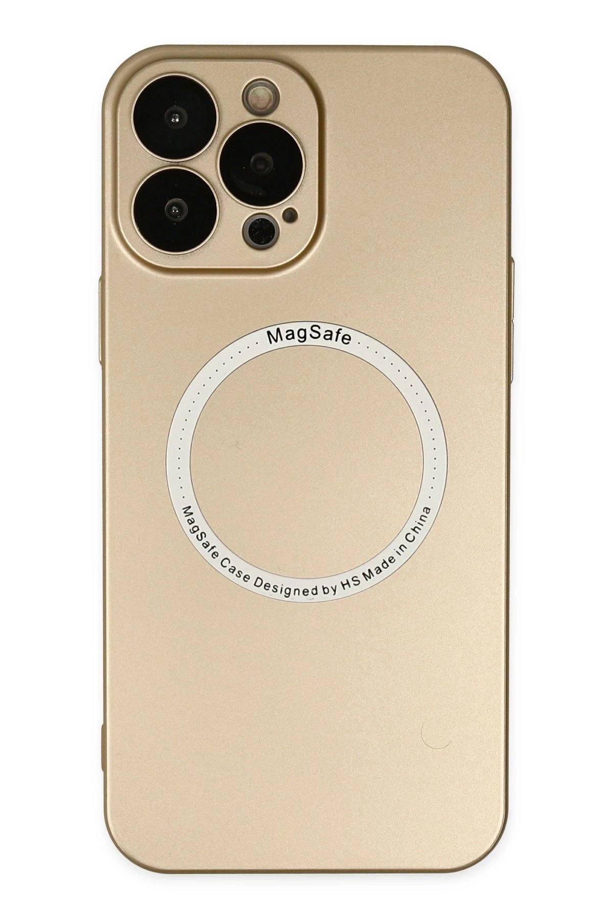 iPhone 14 Pro Max Kılıf Jack Magneticsafe Lens Silikon - Gold-(5796)