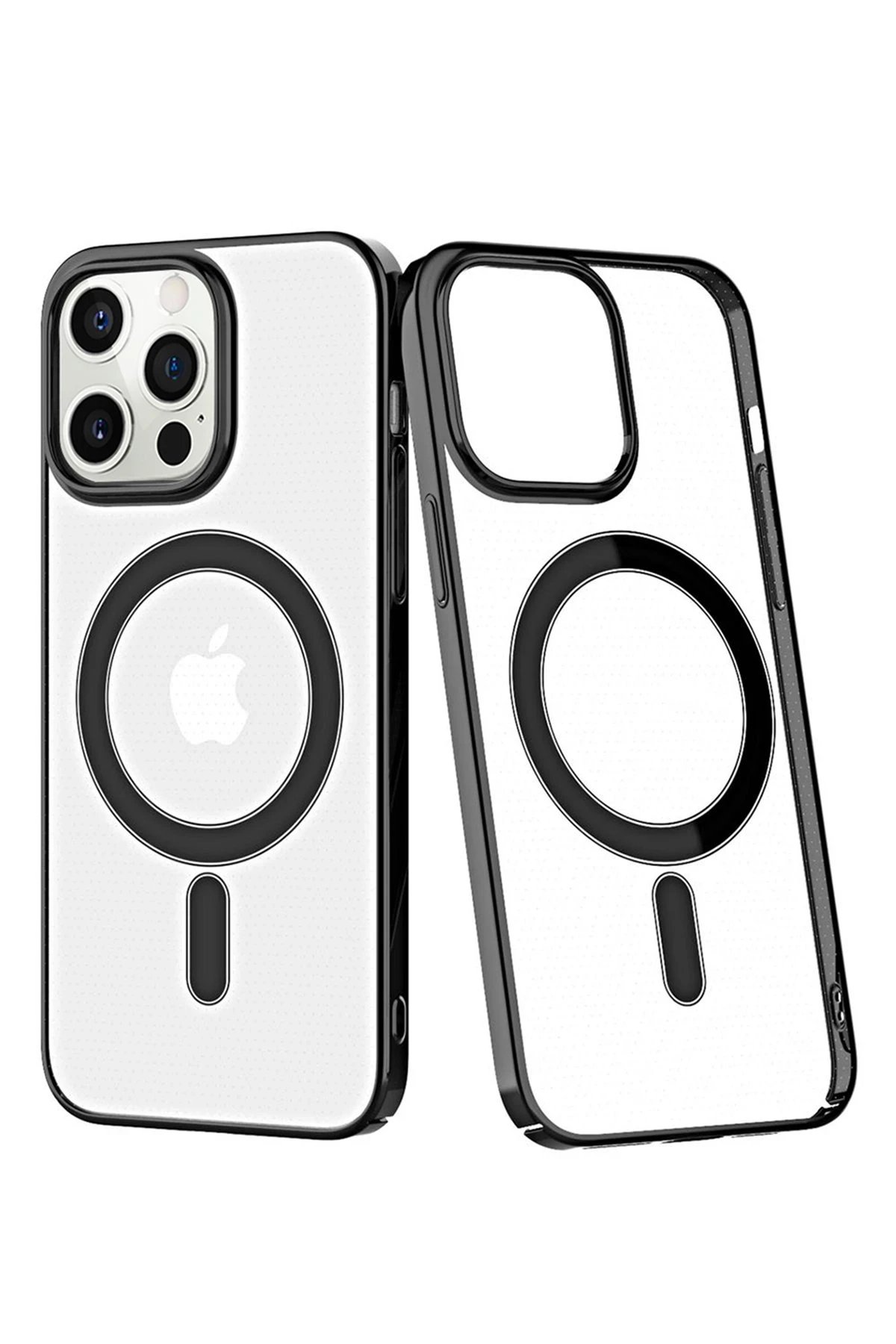 iPhone 12 Pro Max Kılıf Element Magneticsafe Sert Kapak - Siyah-(5796)