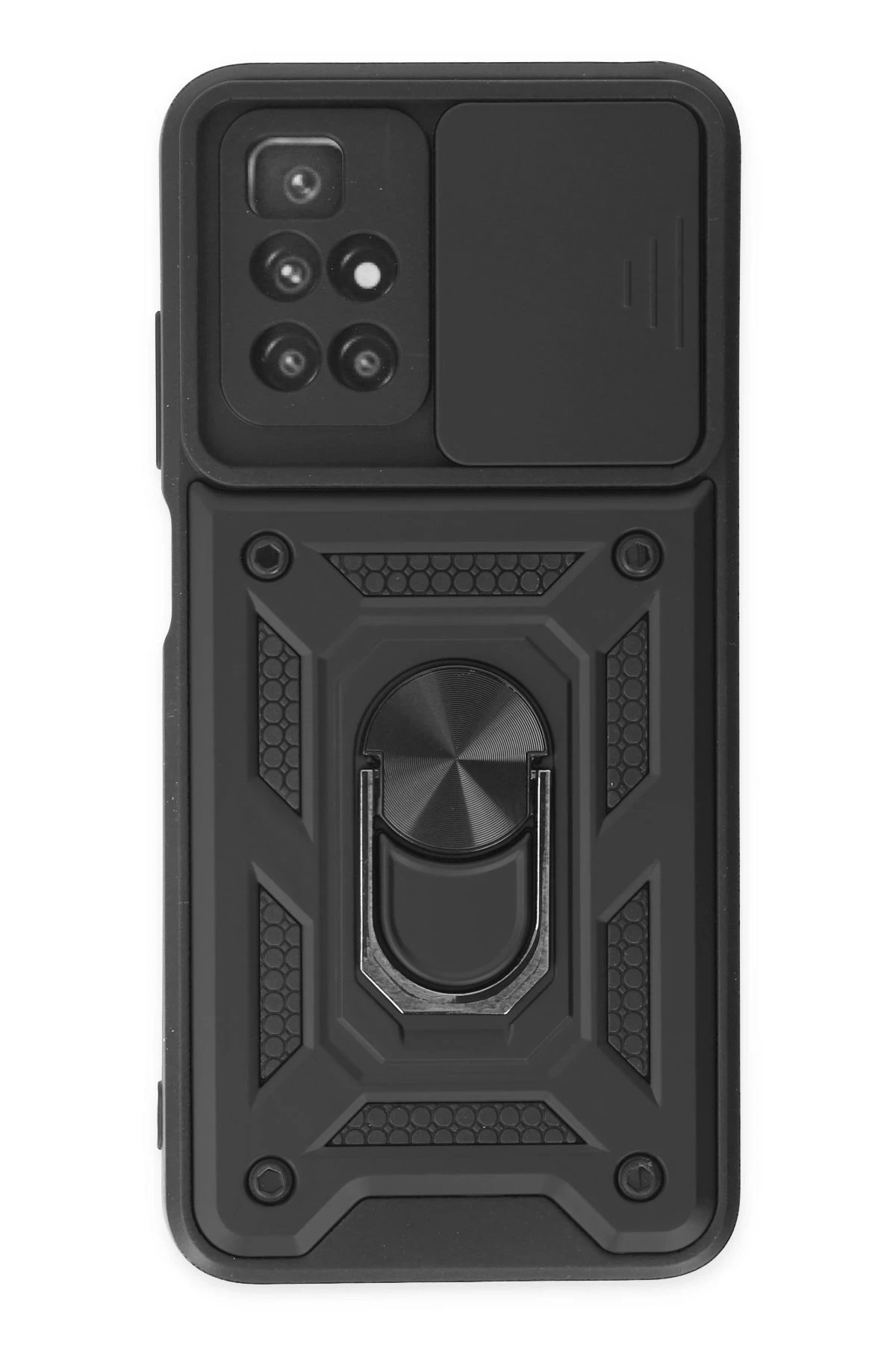 Xiaomi Redmi 10 2022 Kılıf Pars Lens Yüzüklü Silikon - Siyah-(5796)