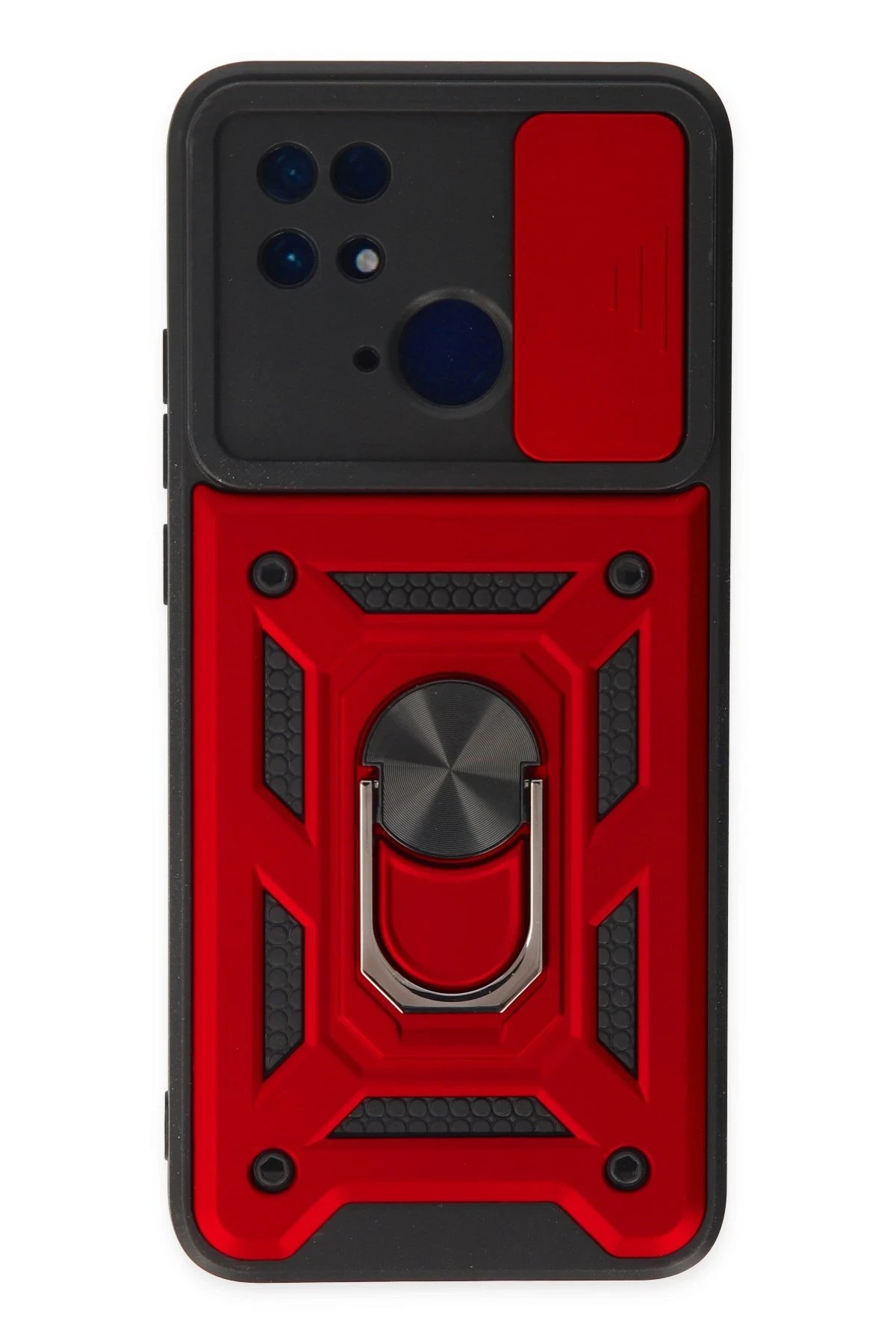 Xiaomi Redmi 10C Kılıf Pars Lens Yüzüklü Silikon - Kırmızı-(5796)