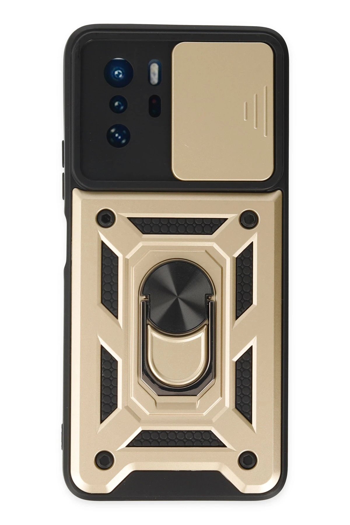 Xiaomi Poco X3 GT Kılıf Pars Lens Yüzüklü Silikon - Gold-(5796)