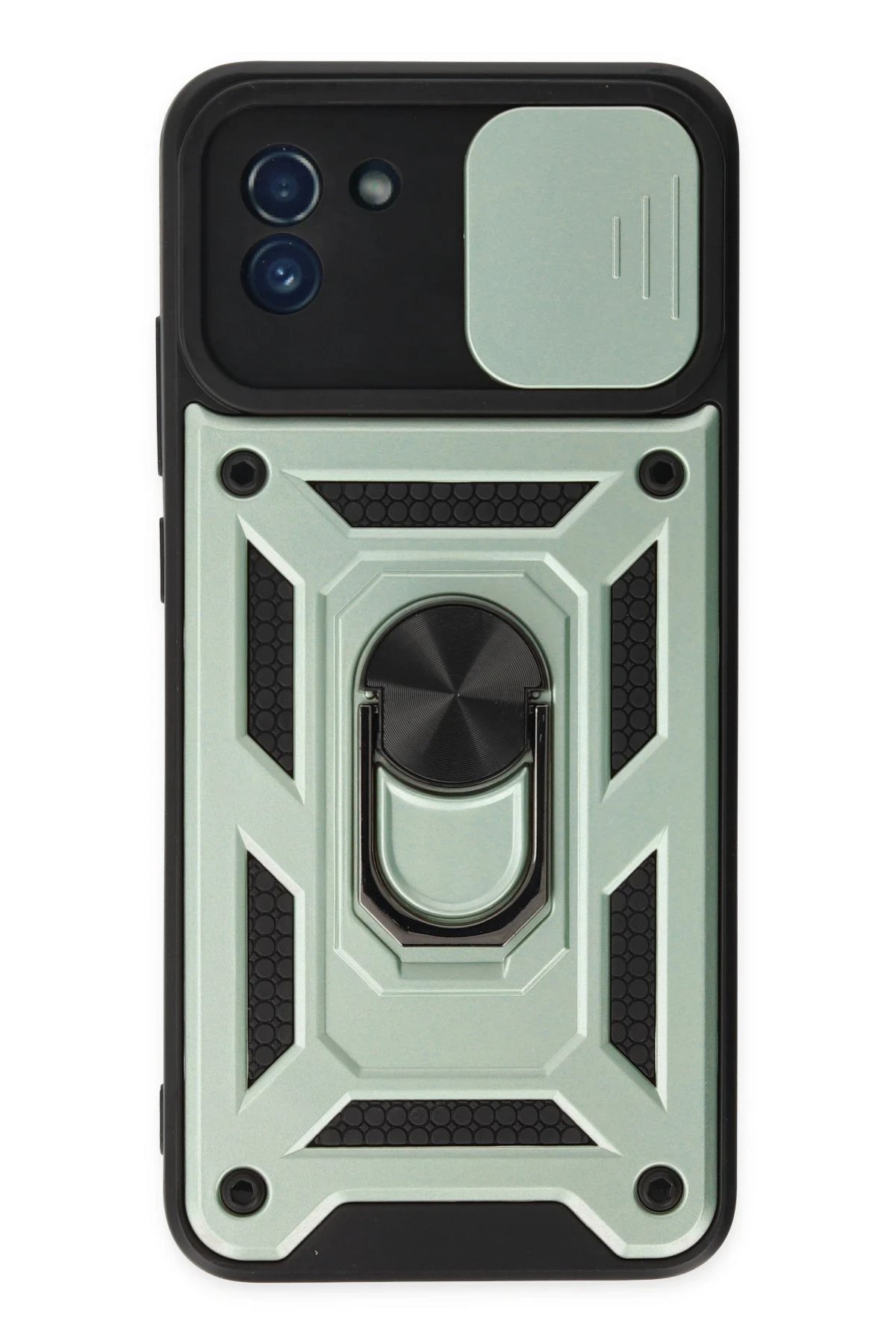 Samsung Galaxy A03 Kılıf Pars Lens Yüzüklü Silikon - Yeşil-(5796)