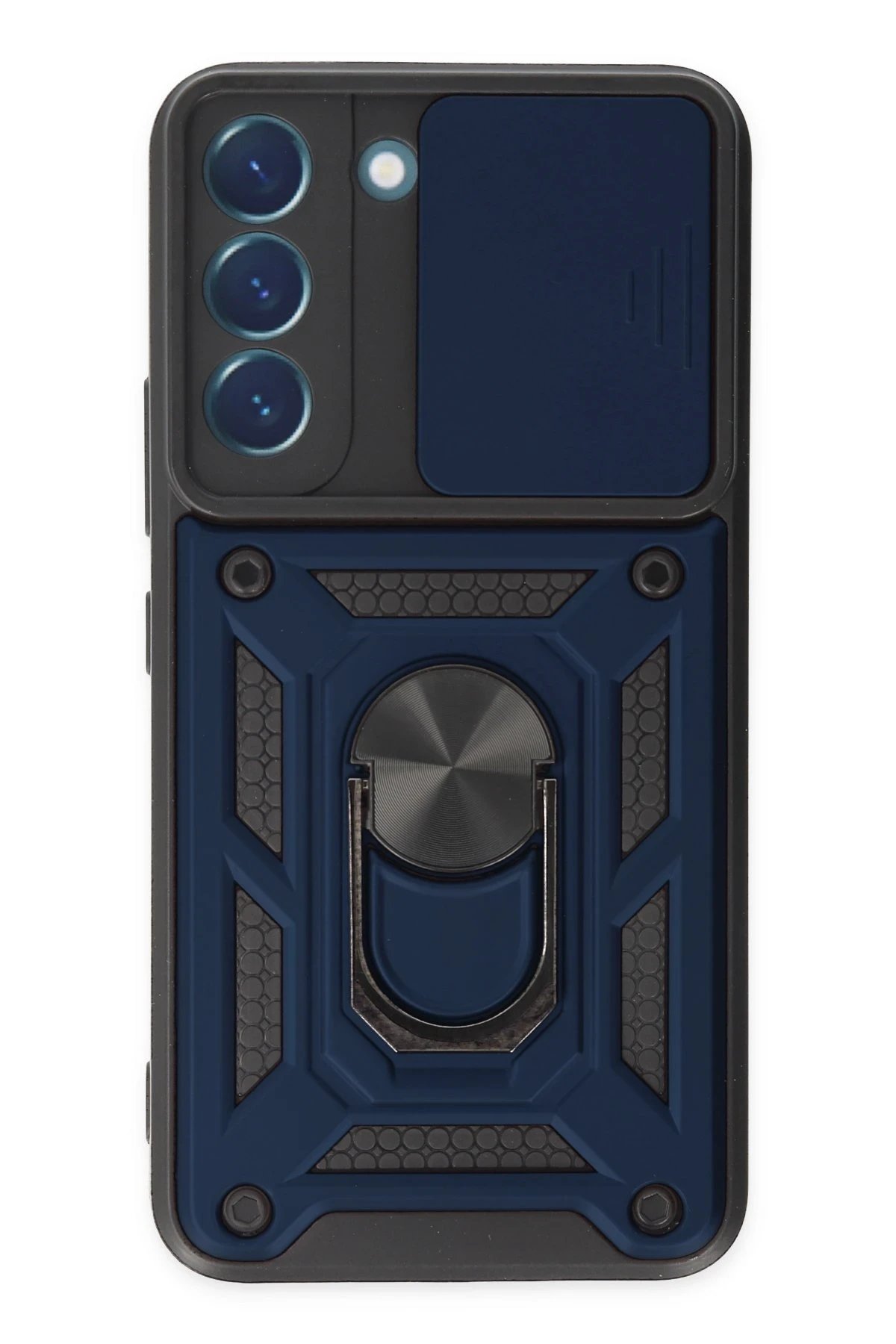 Samsung Galaxy S22 Kılıf Pars Lens Yüzüklü Silikon - Lacivert-(5796)