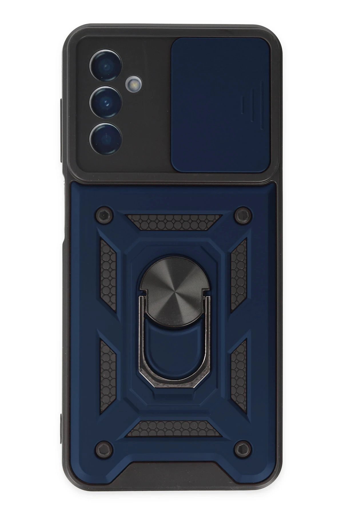 Samsung Galaxy A04S Kılıf Pars Lens Yüzüklü Silikon - Lacivert-(5796)