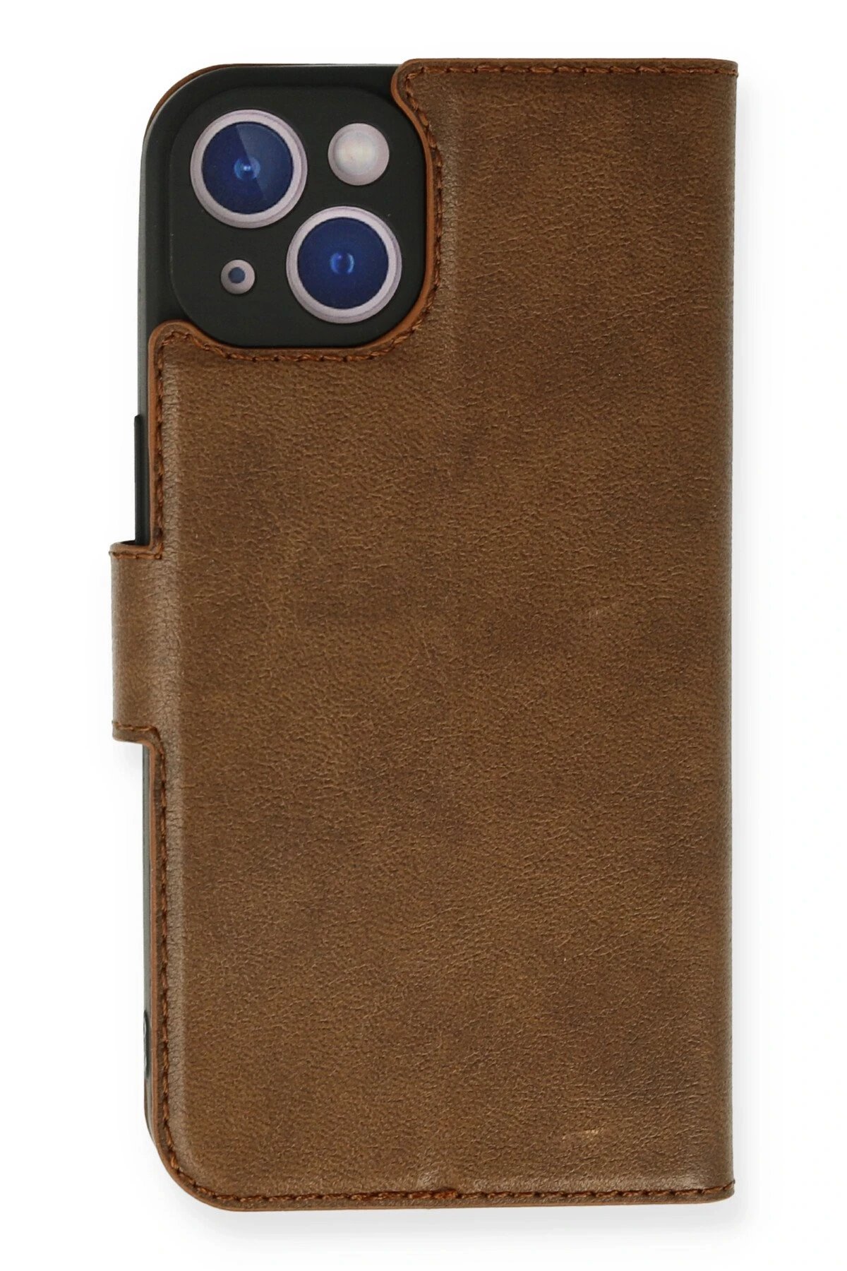 iPhone 14 Kılıf Trend S Plus Kapaklı Kılıf - Taba-(5796)