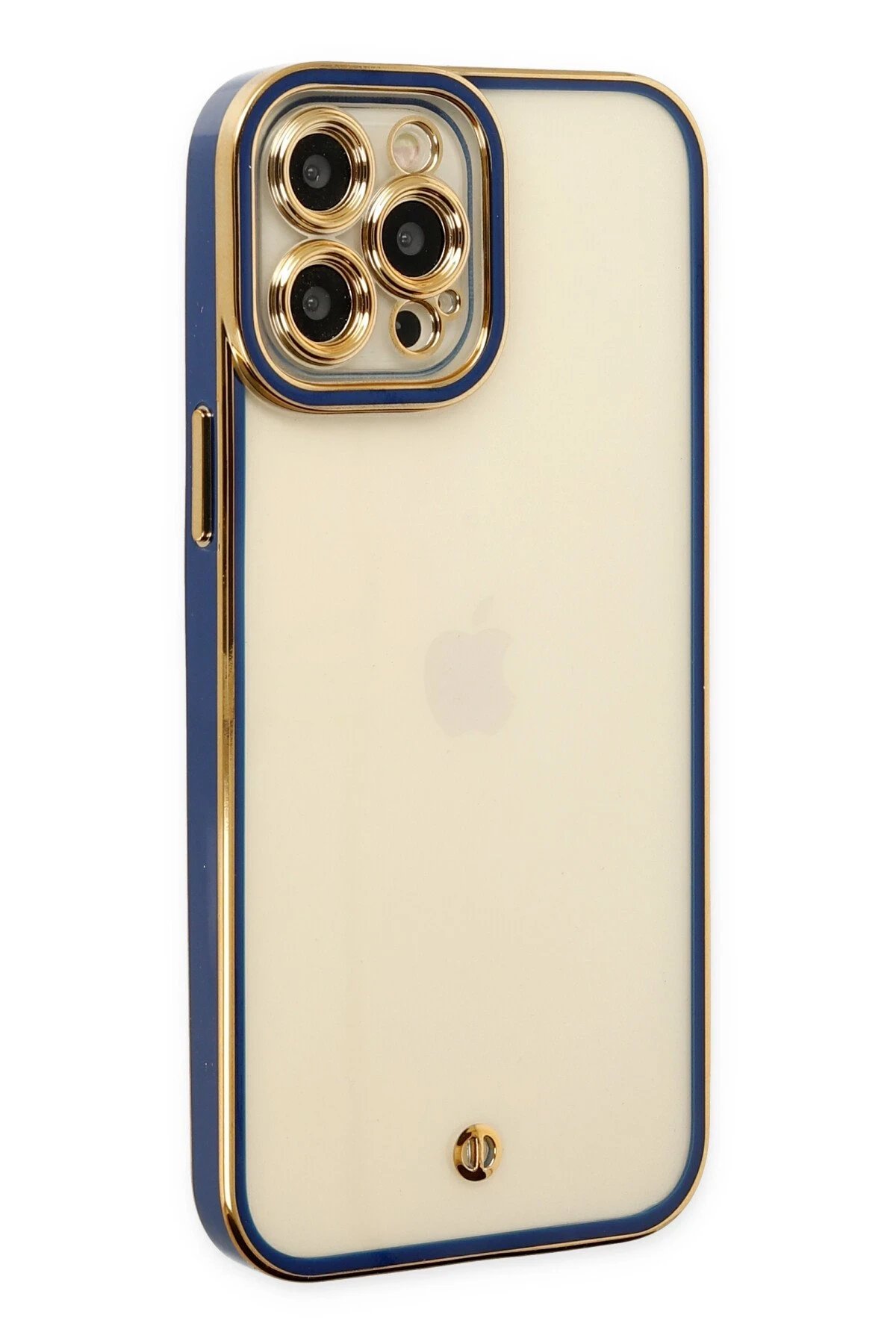 iPhone 12 Pro Kılıf Liva Lens Silikon - Mavi-(5796)