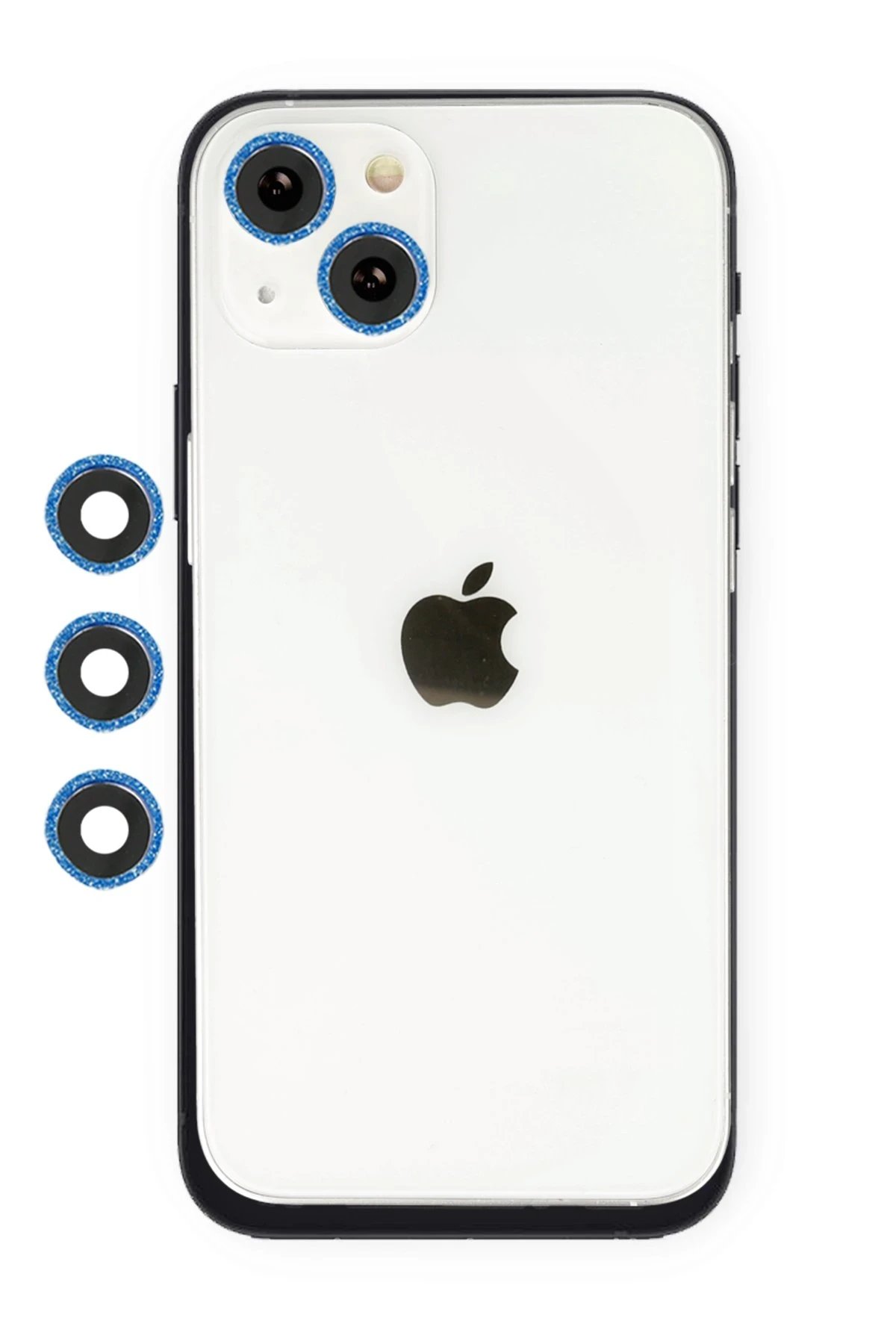iPhone 14 Shine Kamera Lens - Mavi-(5796)