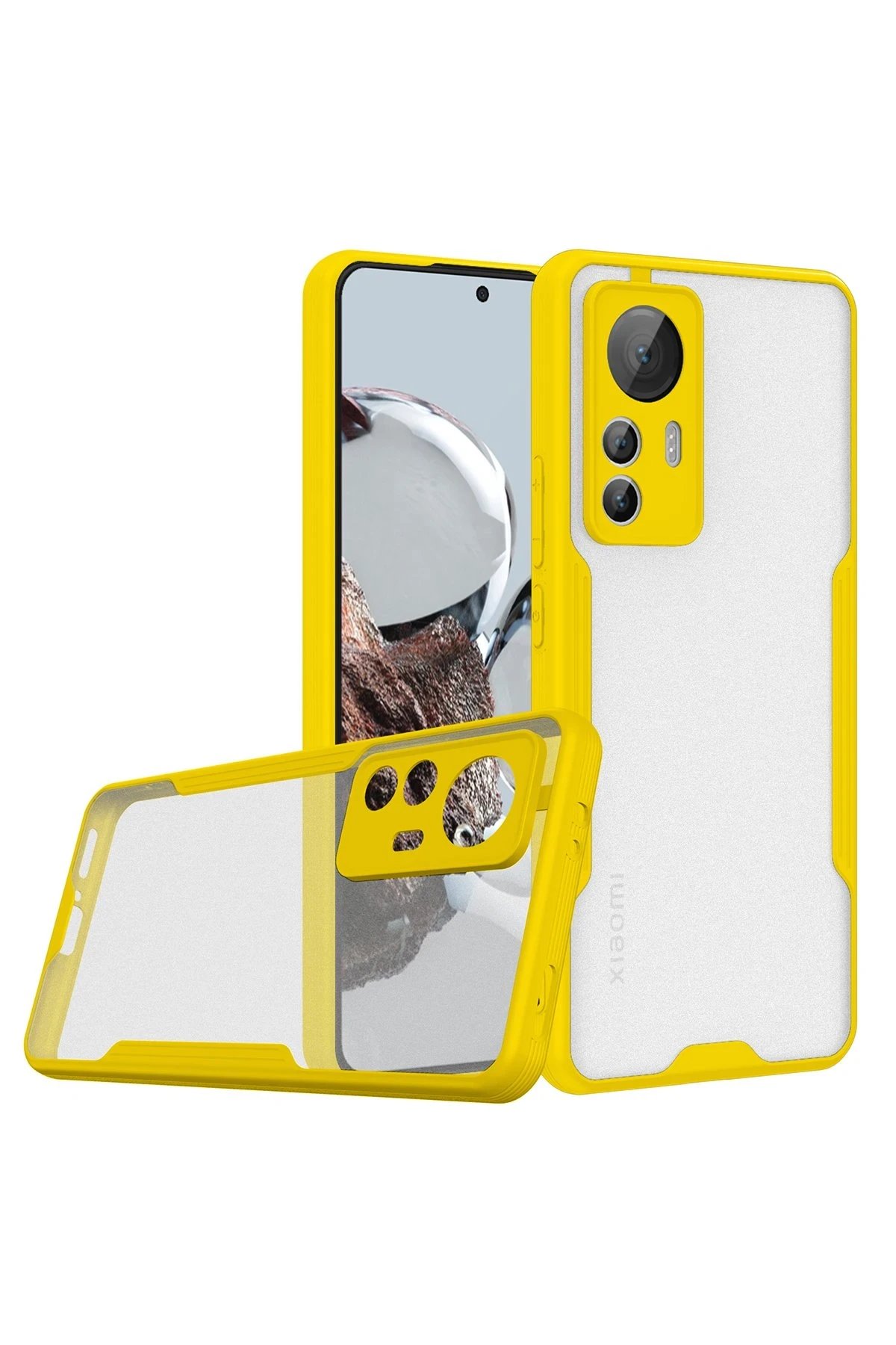 Xiaomi Mi 12T Kılıf Platin Silikon - Sarı-(5796)