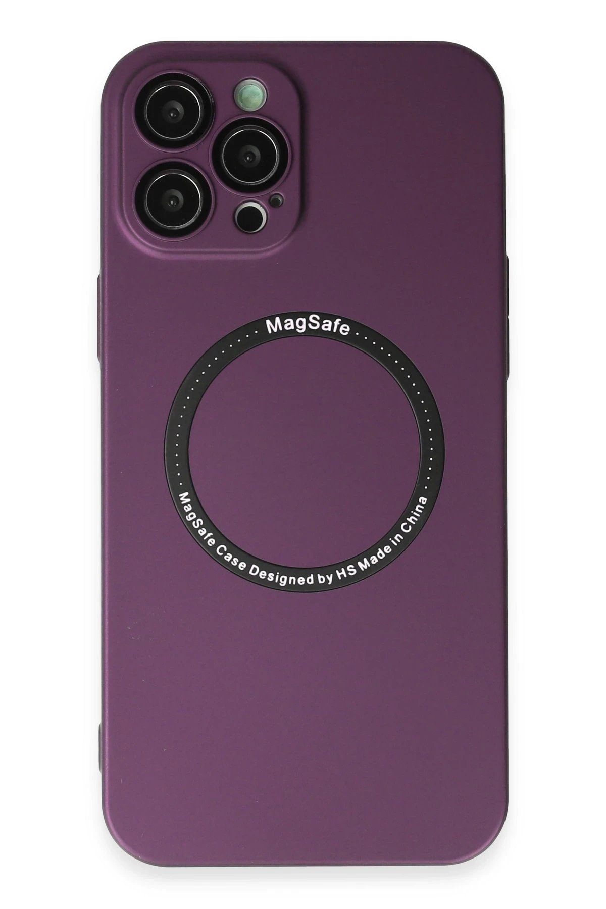 iPhone 12 Pro Kılıf Jack Magneticsafe Lens Silikon - Mürdüm-(5796)