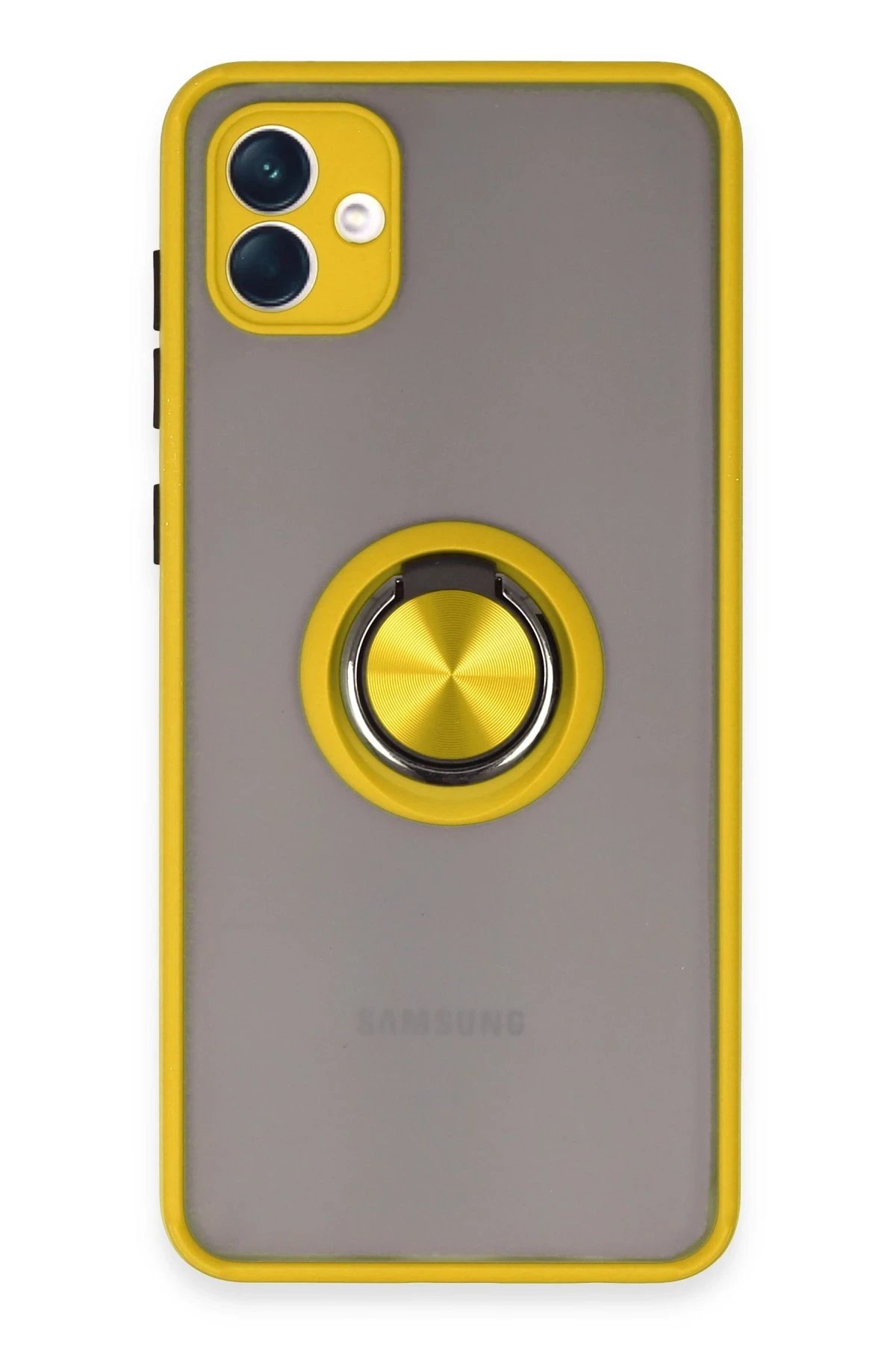 Samsung Galaxy A04 Kılıf Montreal Yüzüklü Silikon Kapak - Sarı-(5796)
