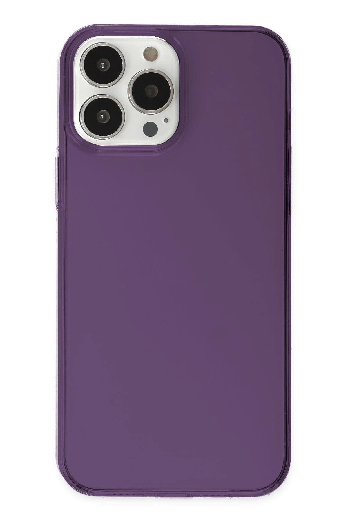iPhone 14 Pro Max Kılıf Pc Sert Şeffaf Kapak - Mor-(5796)