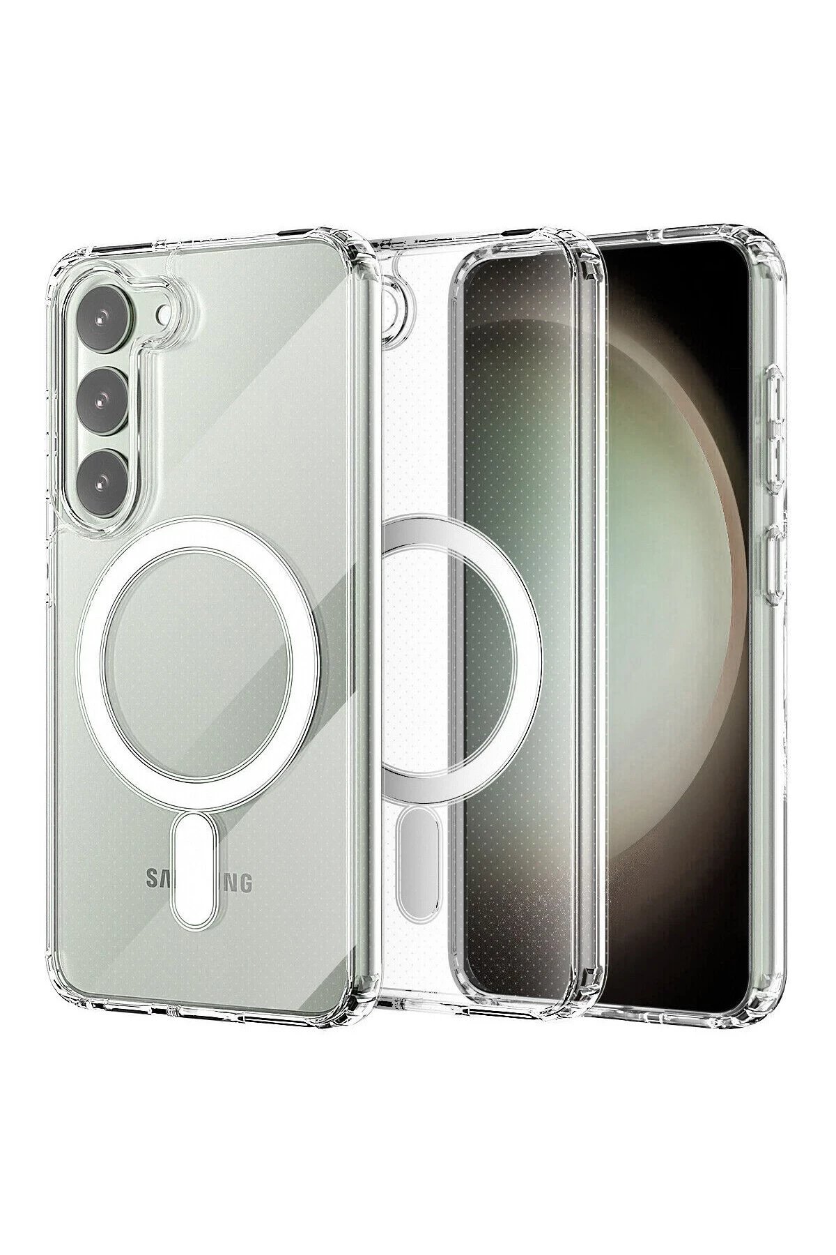 Samsung Galaxy S23 Plus Kılıf Magneticsafe Şeffaf Silikon - Şeffaf-(5796)