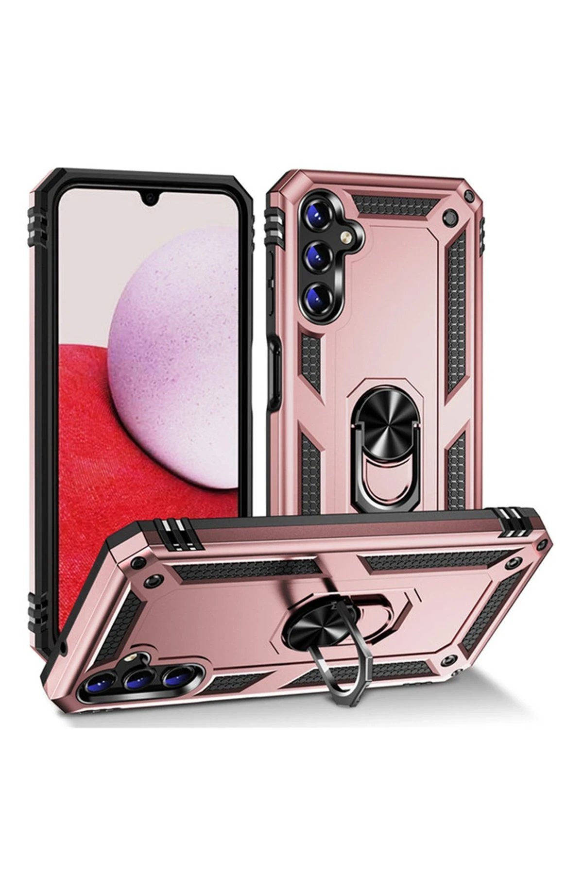 Samsung Galaxy A04S Kılıf Sofya Yüzüklü Silikon Kapak - Rose-(5796)