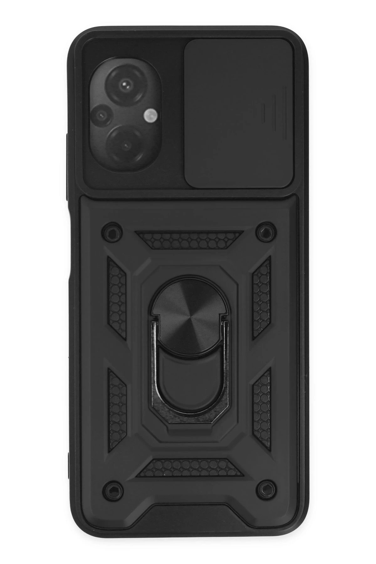 Xiaomi Poco M5 Kılıf Pars Lens Yüzüklü Silikon - Siyah-(5796)