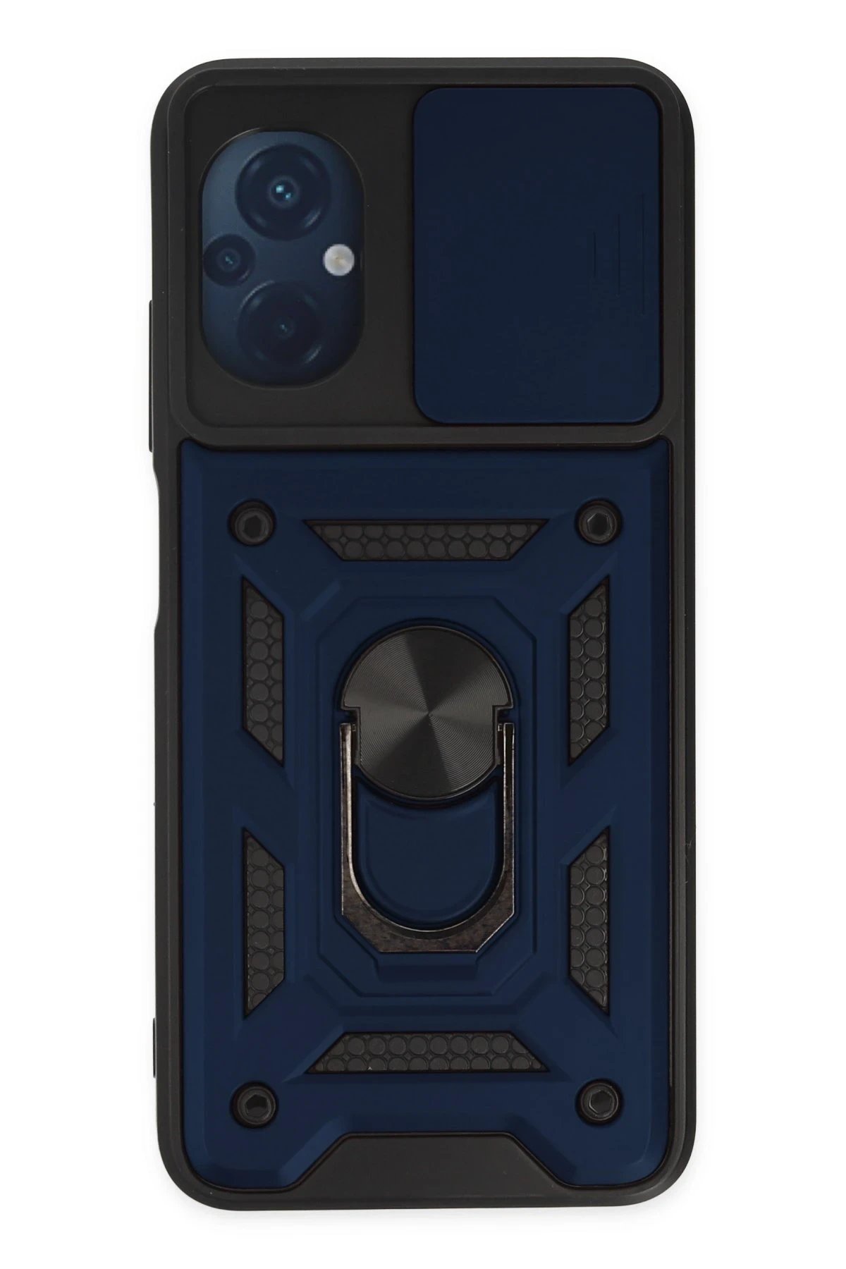 Xiaomi Poco M5 Kılıf Pars Lens Yüzüklü Silikon - Lacivert-(5796)