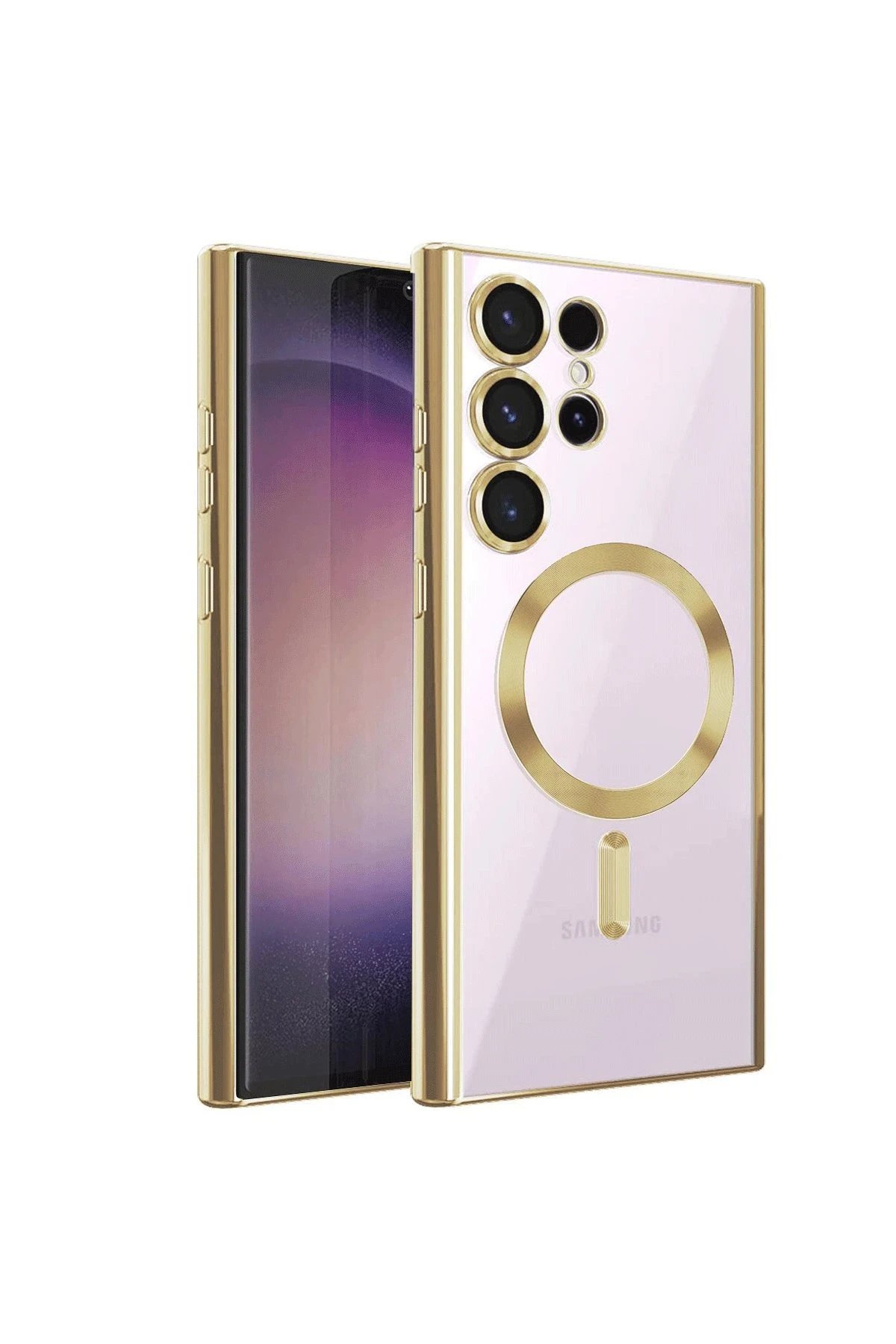 Samsung Galaxy S22 Ultra Kılıf Kross Magneticsafe Kapak - Gold-(5796)