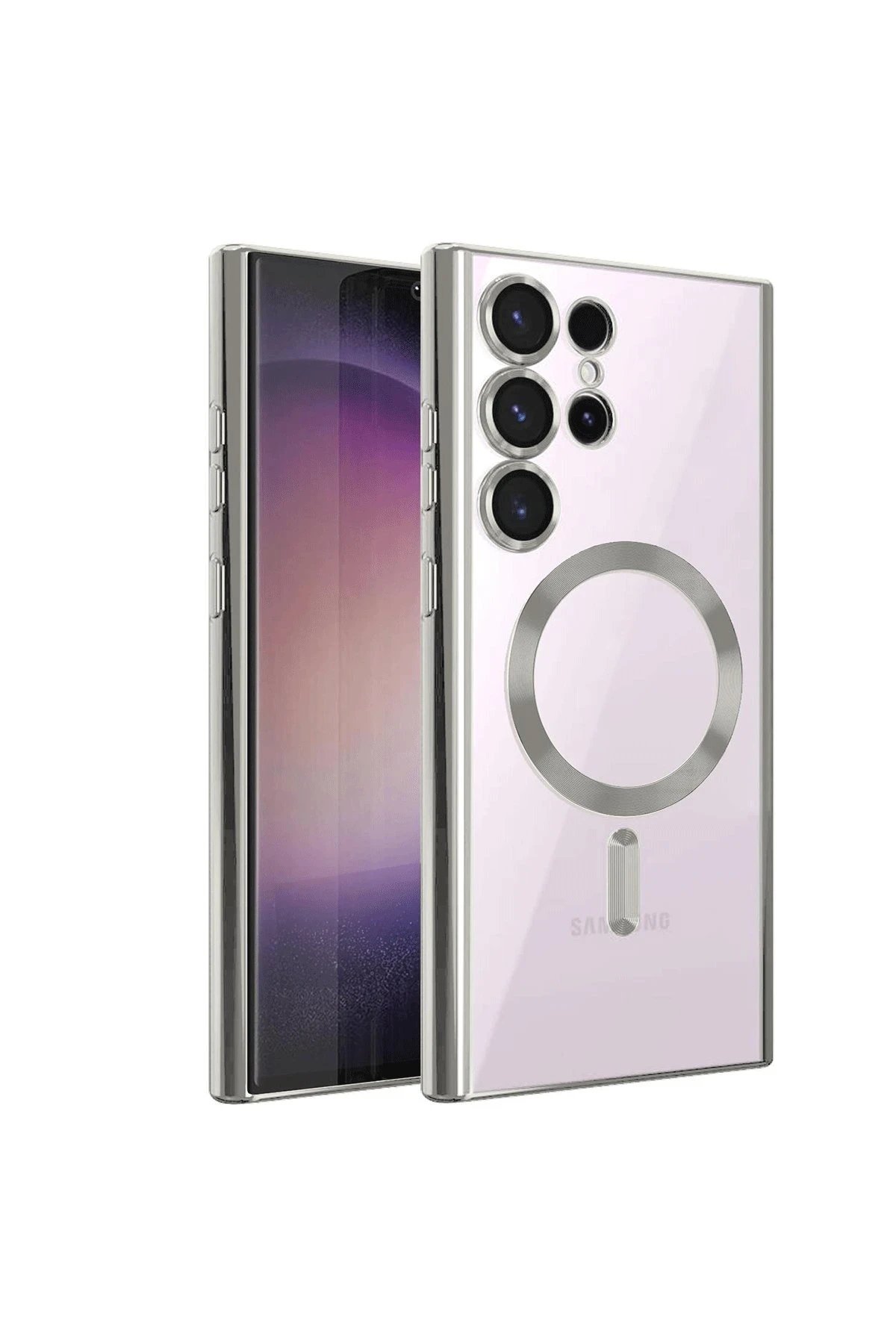 Samsung Galaxy S23 Ultra Kılıf Kross Magneticsafe Kapak - Gümüş-(5796)