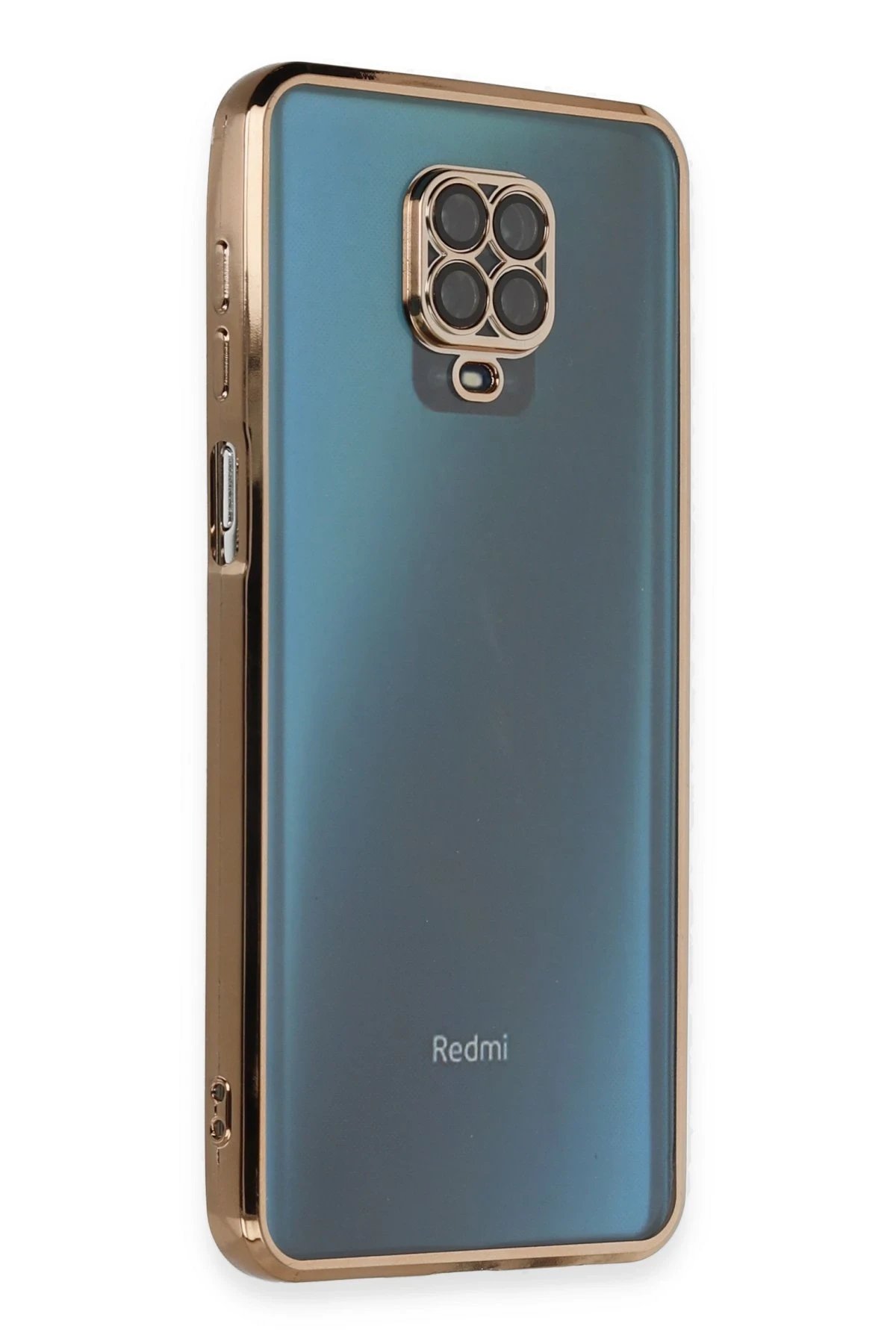 Xiaomi Redmi Note 9 Pro Kılıf Lensli Silikon - Gold-(5796)