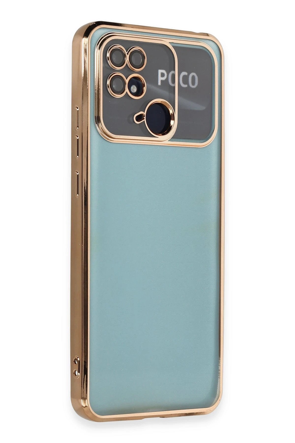 Xiaomi Redmi 10C Kılıf Lensli Silikon - Gold-(5796)