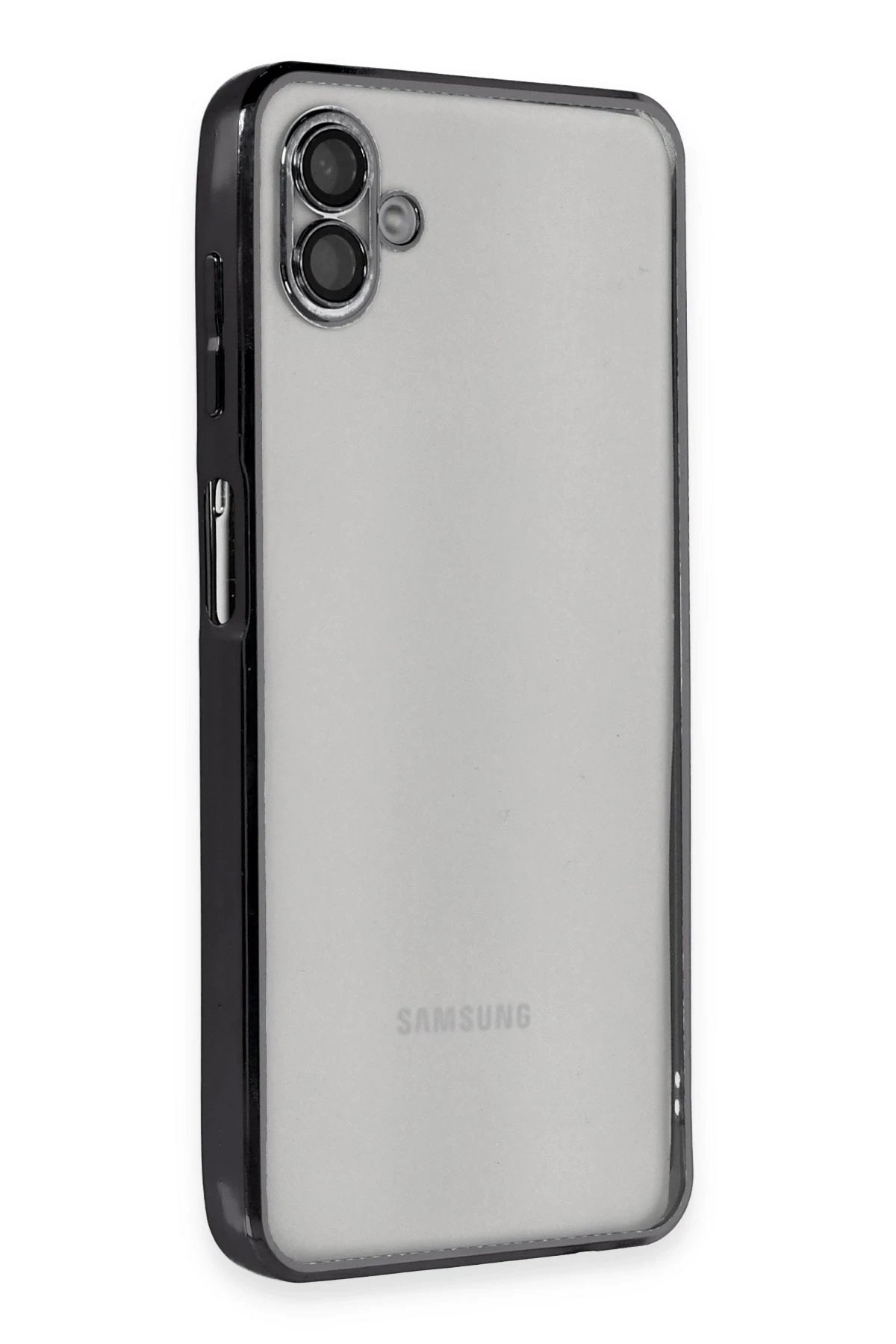 Samsung Galaxy A04 Kılıf Lensli Silikon - Siyah-(5796)