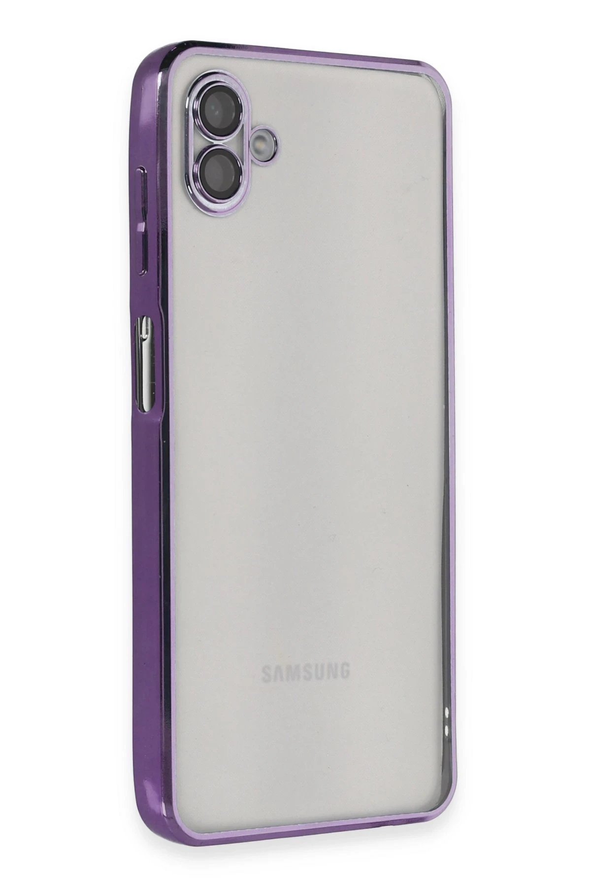 Samsung Galaxy A04 Kılıf Lensli Silikon - Mor-(5796)
