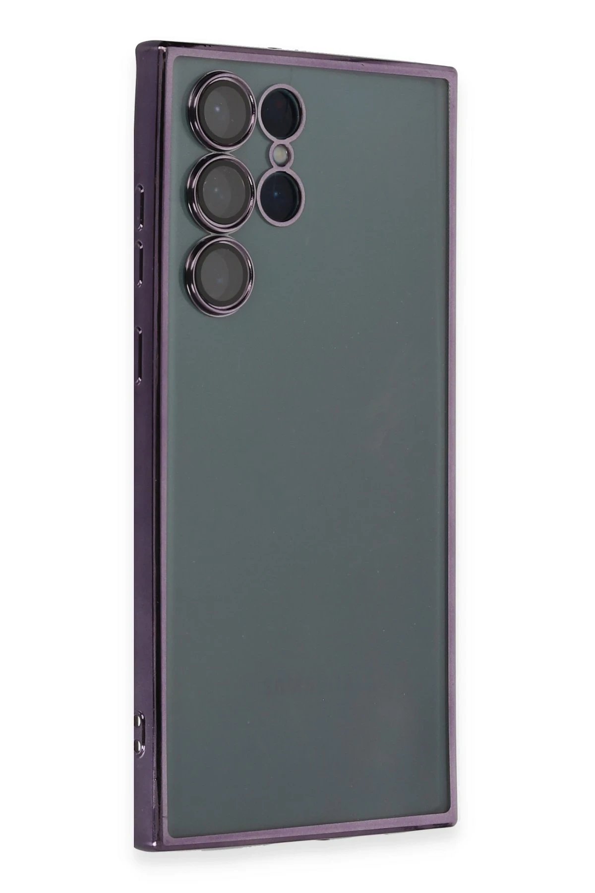 Samsung Galaxy S22 Ultra Kılıf Lensli Silikon - Mor-(5796)