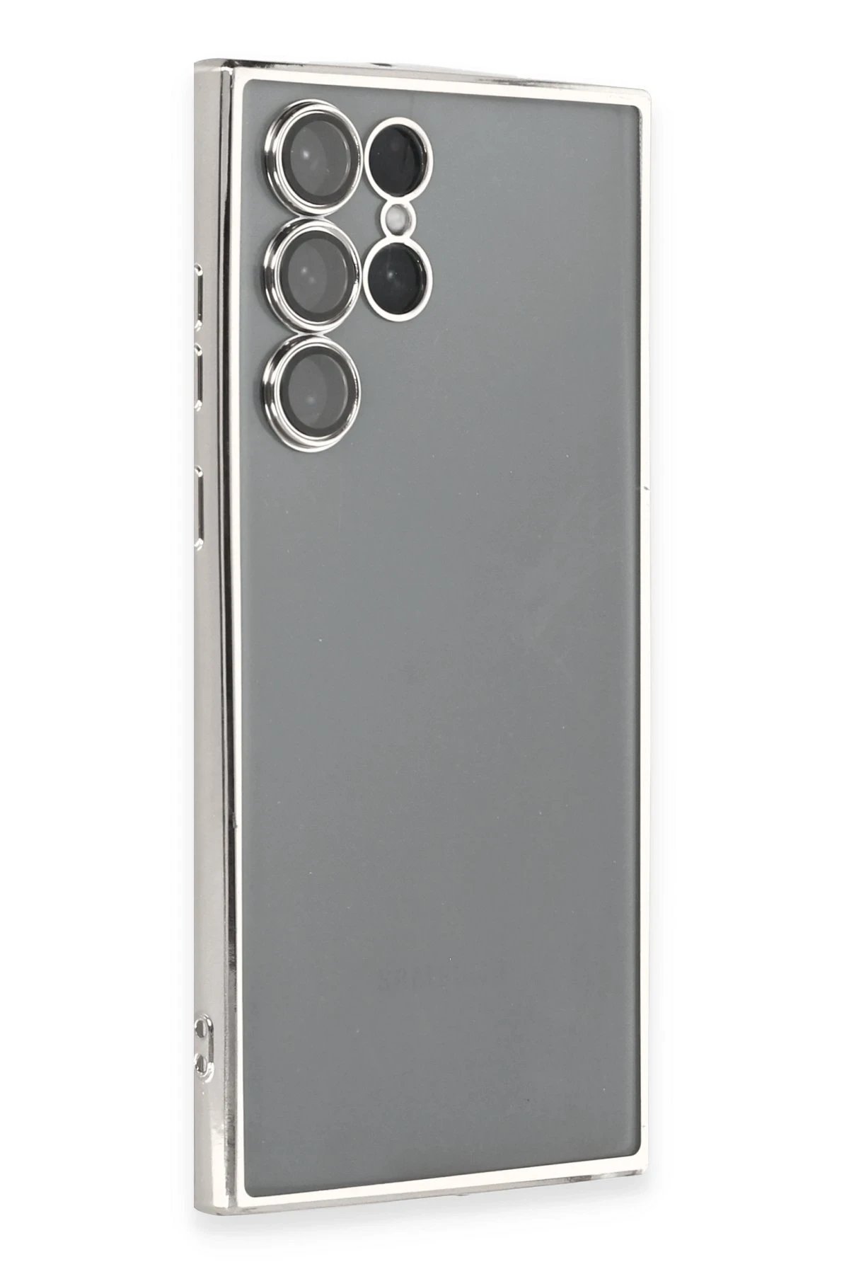 Samsung Galaxy S22 Ultra Kılıf Lensli Silikon - Gümüş-(5796)