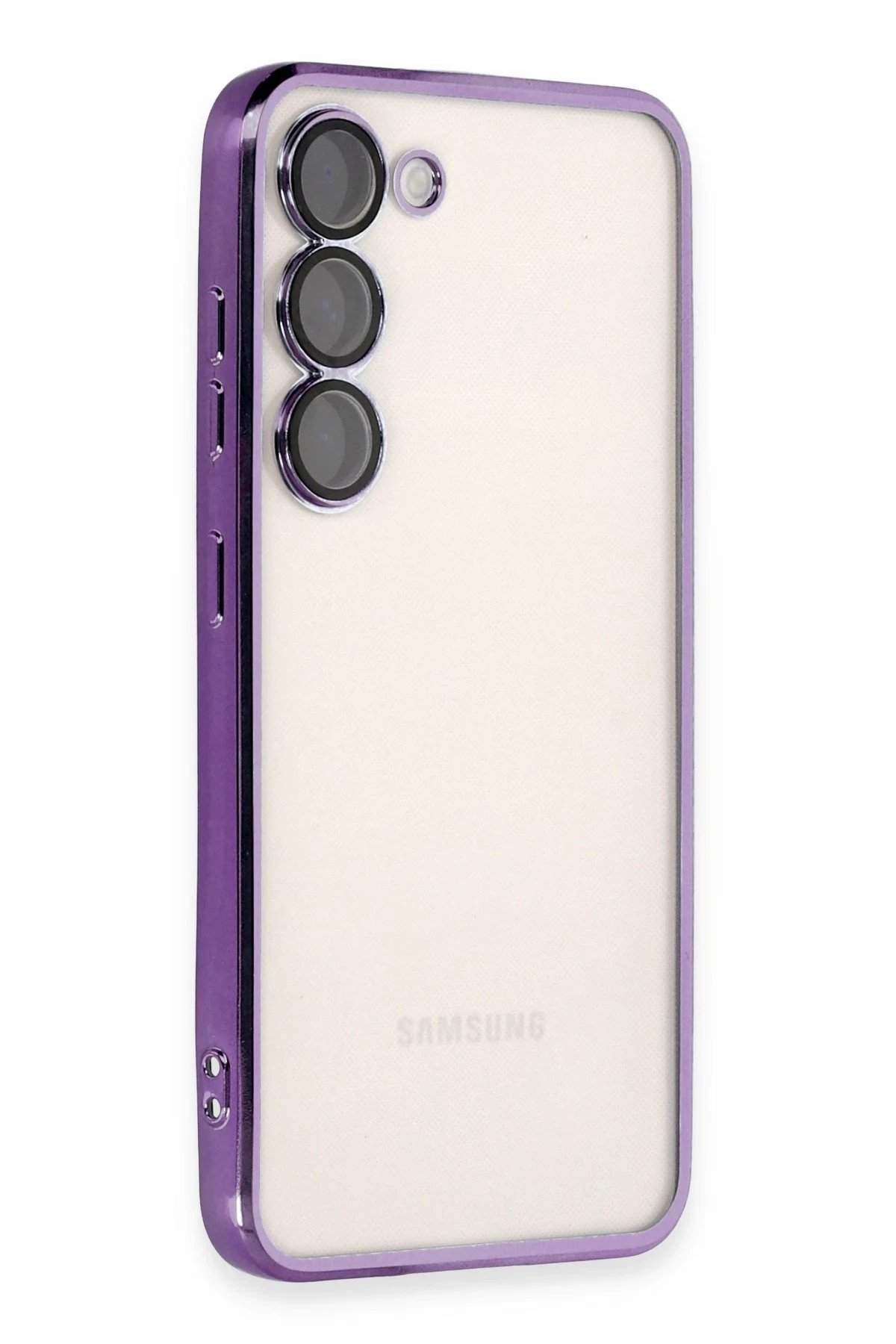 Samsung Galaxy S23 Kılıf Lensli Silikon - Mor-(5796)