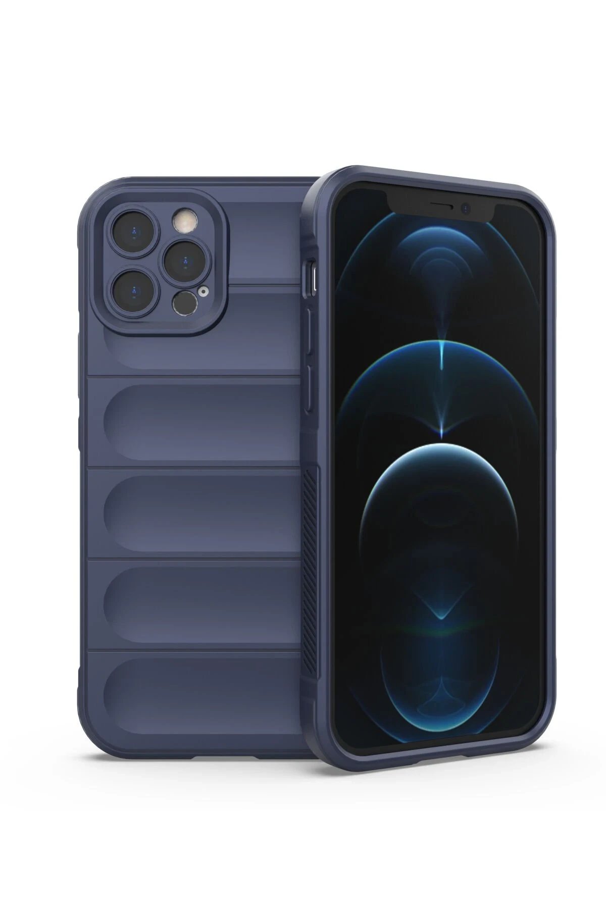 iPhone 12 Pro Kılıf Optimum Silikon - Lacivert-(5796)