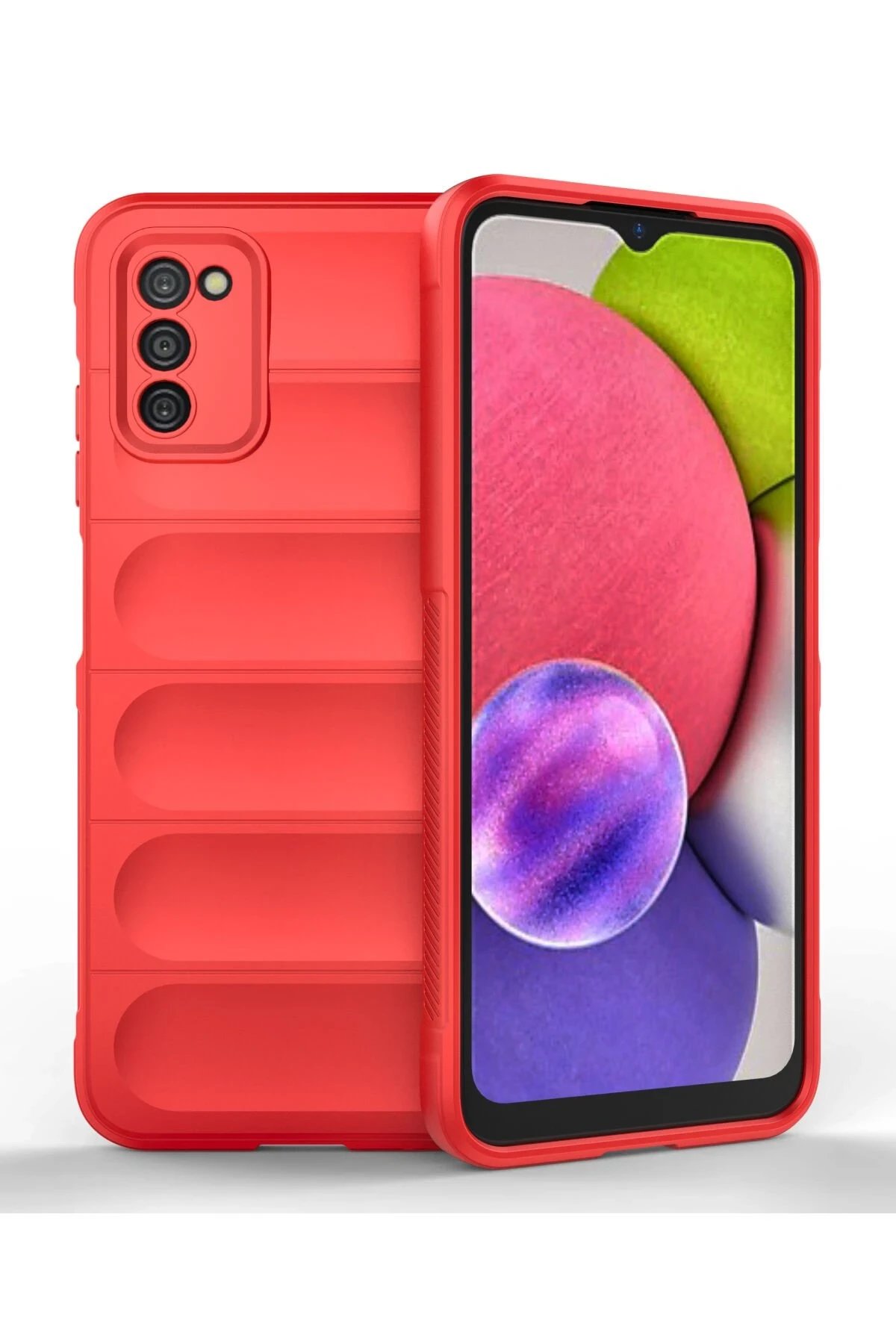 Samsung Galaxy A03S Kılıf Optimum Silikon - Kırmızı-(5796)