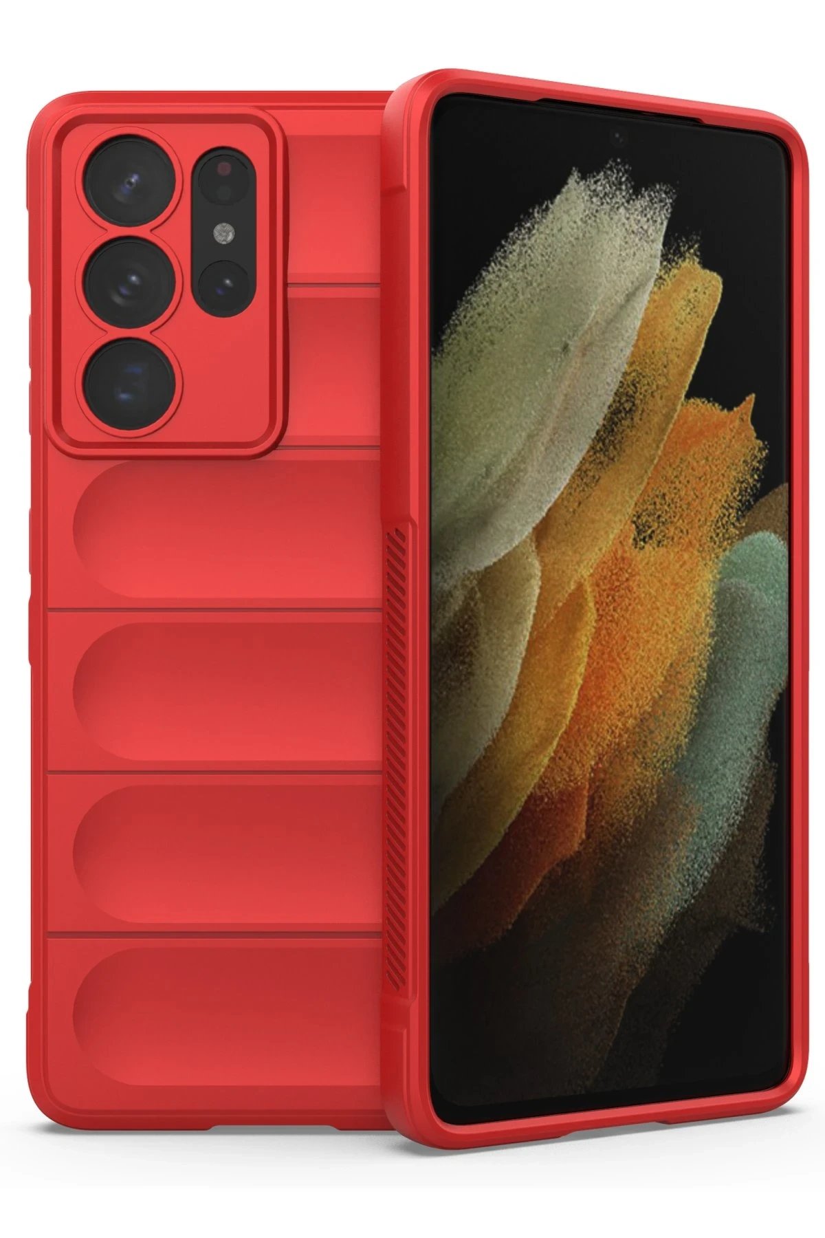 Samsung Galaxy S21 Ultra Kılıf Optimum Silikon - Kırmızı-(5796)