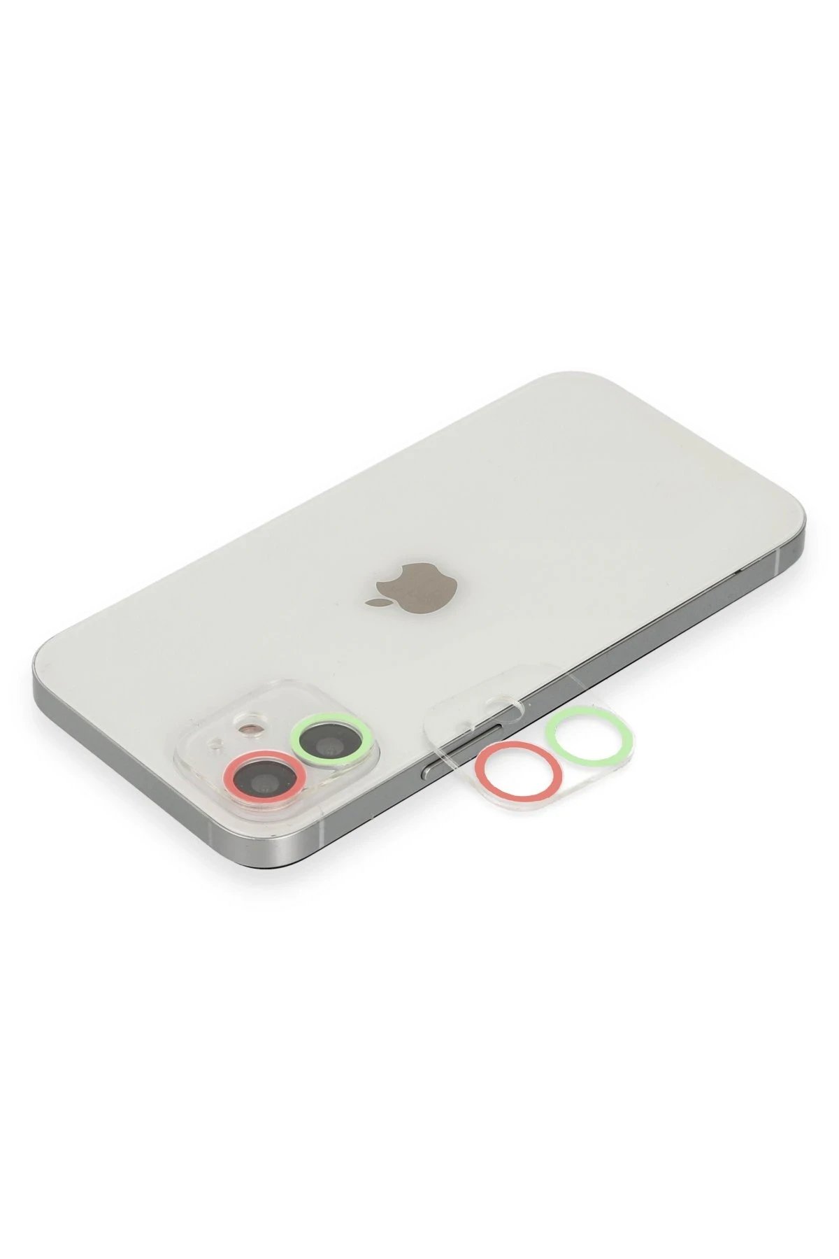 iPhone 12 Renkli Kamera Lens Koruma Cam - Yeşil-Pembe-(5796)