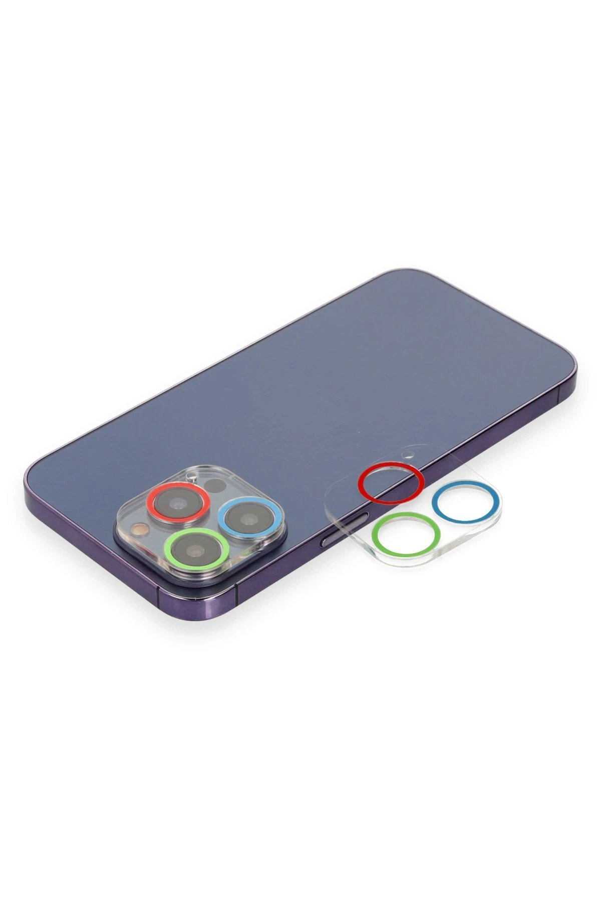 iPhone 12 Pro Max Renkli Kamera Lens Koruma Cam - Mavi-Yeşil-(5796)