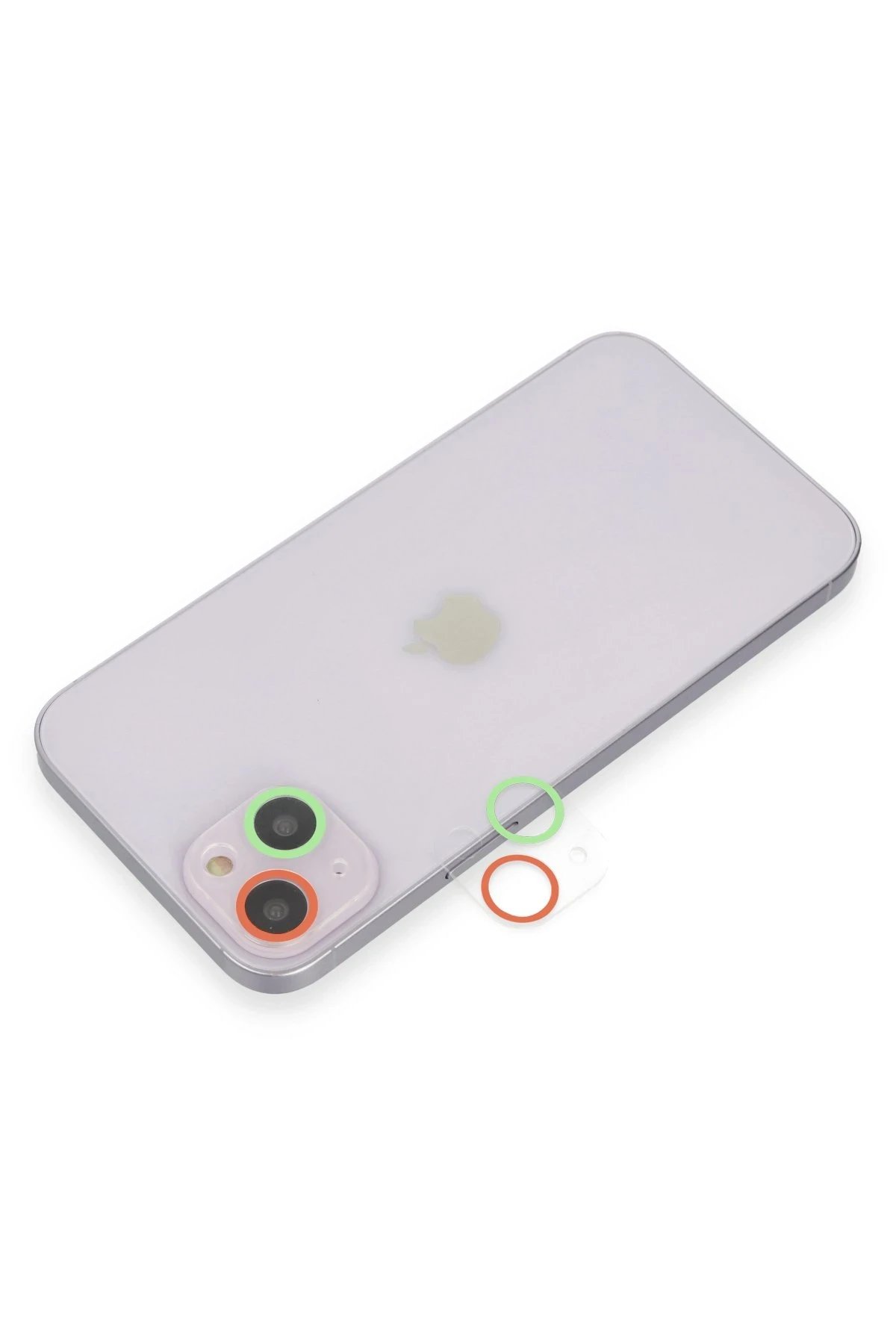iPhone 13 Mini Renkli Kamera Lens Koruma Cam - Yeşil-Pembe-(5796)