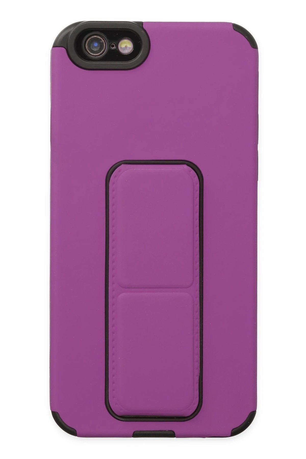 iPhone 6 Kılıf Mega Standlı Silikon - Mor-(5796)