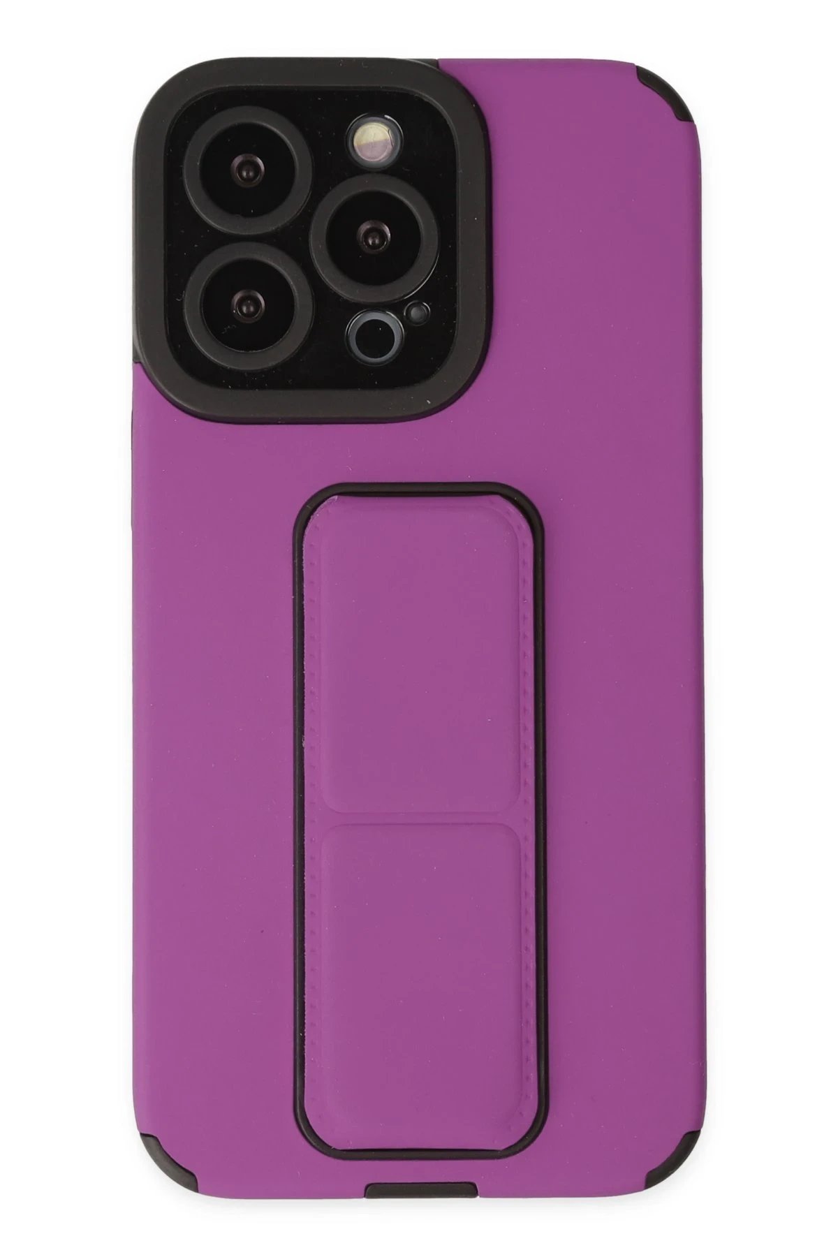 iPhone 13 Pro Max Kılıf Mega Standlı Silikon - Mor-(5796)