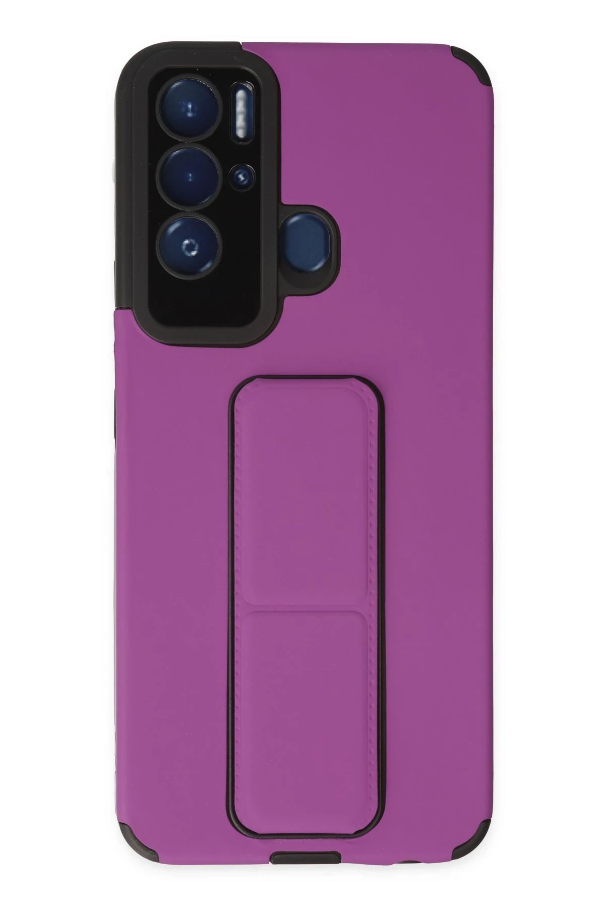 Tecno Pova Neo Kılıf Mega Standlı Silikon - Mor-(5796)