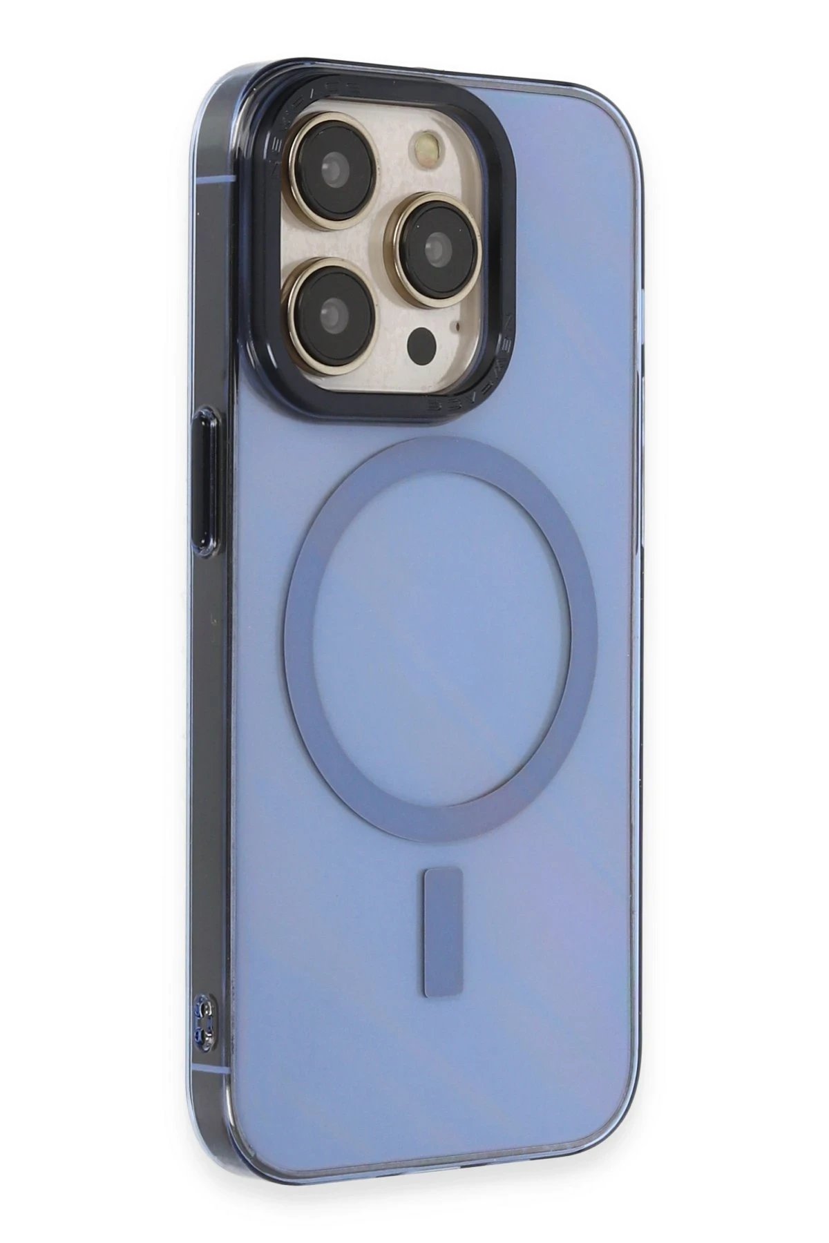 iPhone 14 Pro Max Kılıf Anka PC Magneticsafe Sert Metal Kapak - Sierra Blue-(5796)