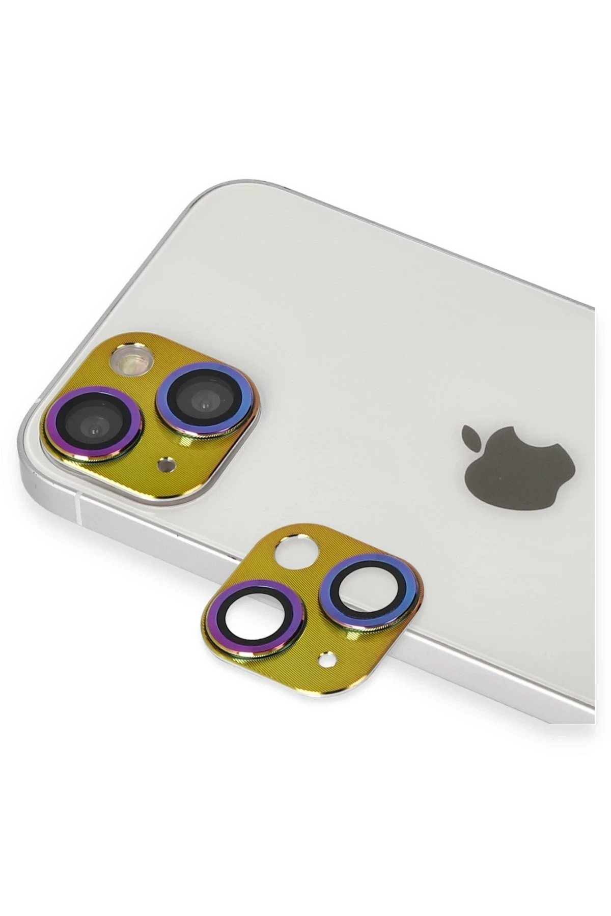 iPhone 13 Pers Alüminyum Kamera Lens - Rainbow-(5796)