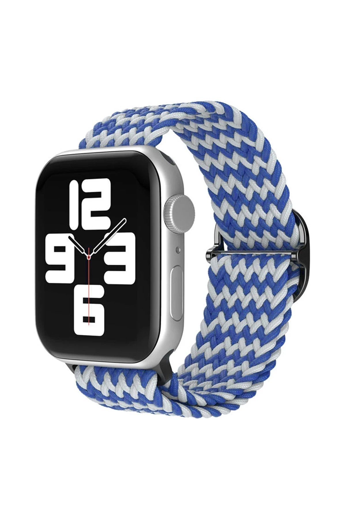 Apple Watch 38mm Star Kordon - Zigzag Beyaz-Mavi-(5796)