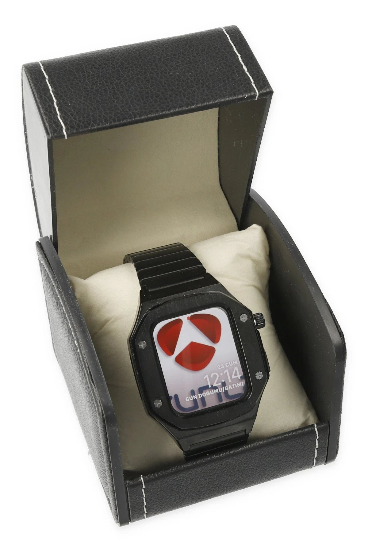 Apple Watch 45mm KR409 Metal Kordon - Siyah-(5796)