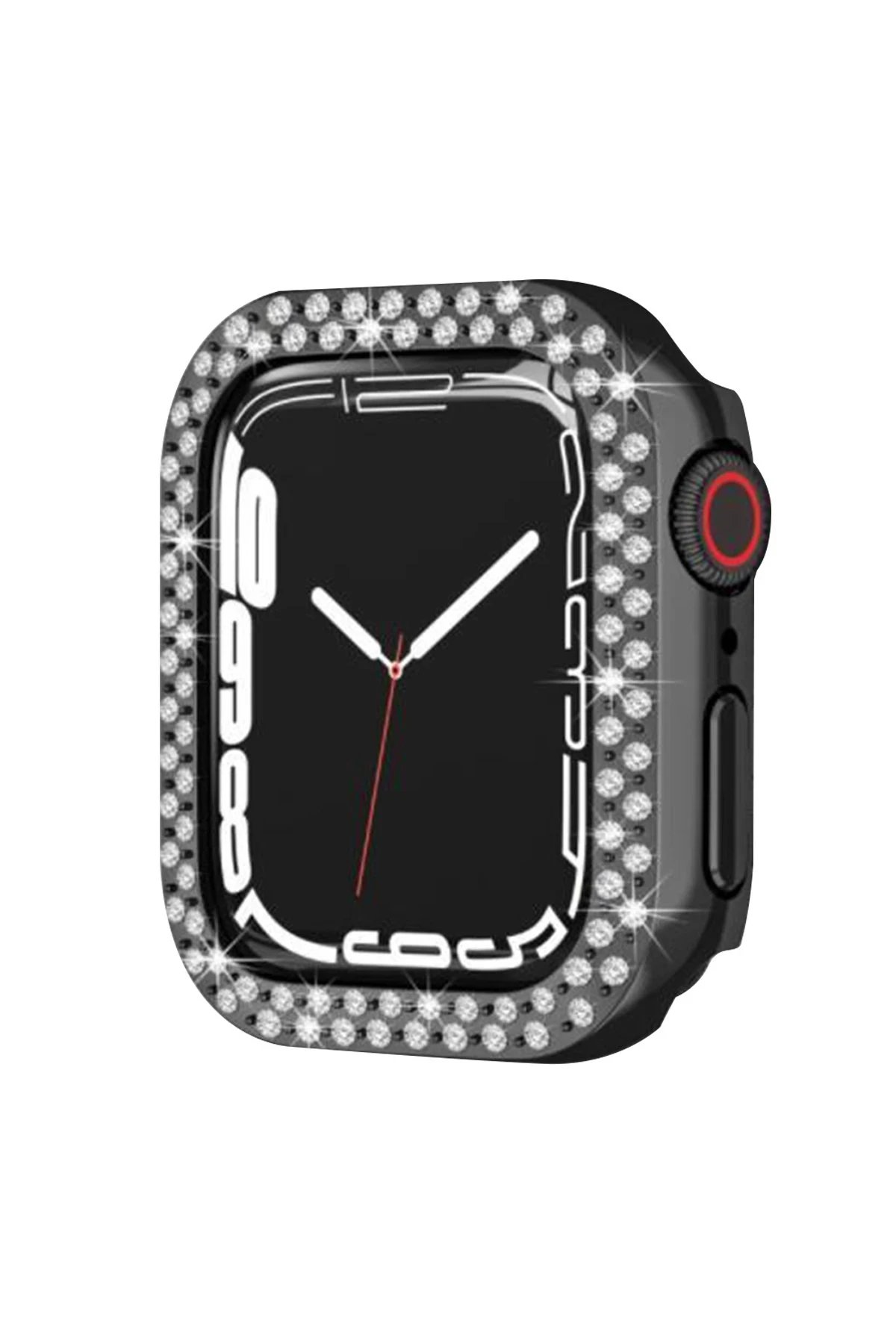 Apple Watch 42mm Taşlı Kasa - Siyah-(5796)