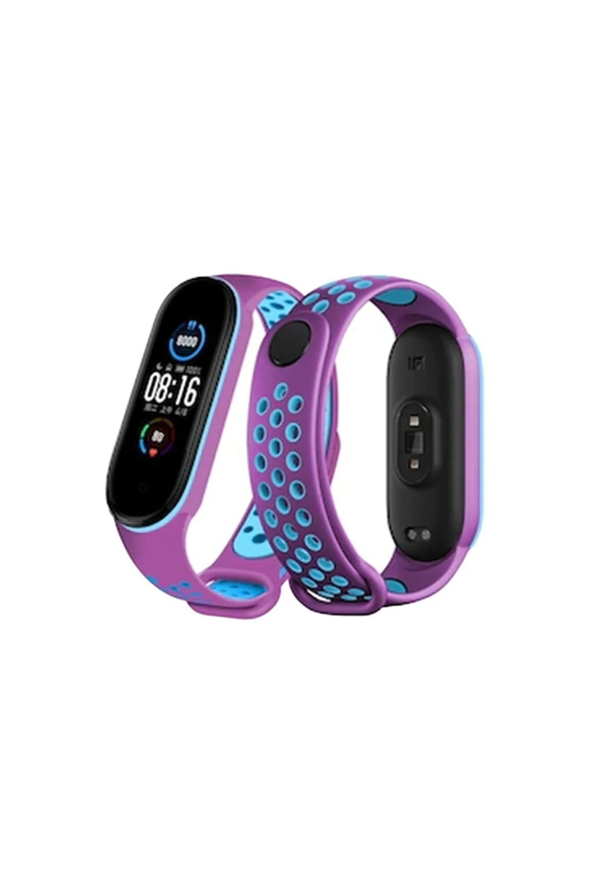 Xiaomi Mi Band 6 Spor Delikli Kordon - Mor-Mavi-(5796)