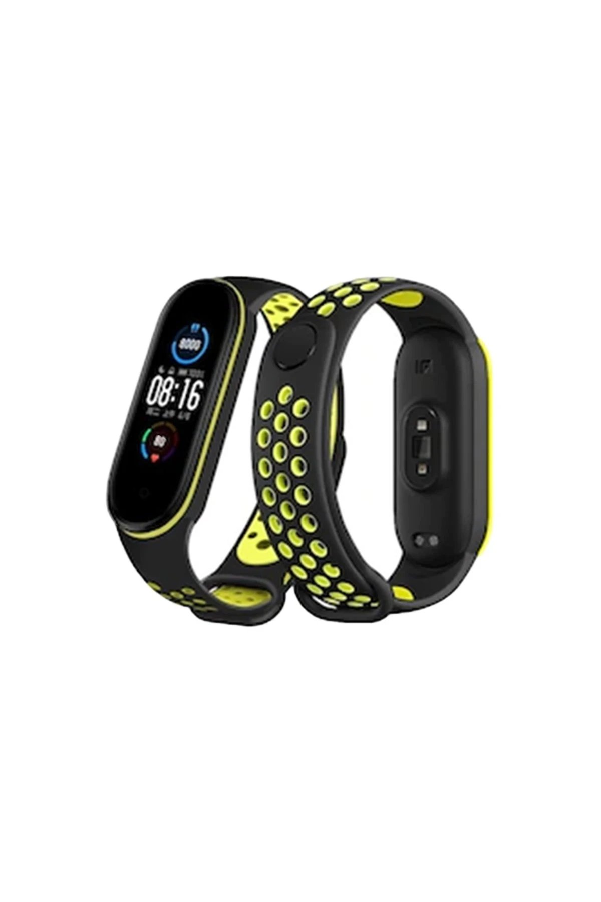 Xiaomi Mi Band 4 Spor Delikli Kordon - Siyah-Yeşil-(5796)